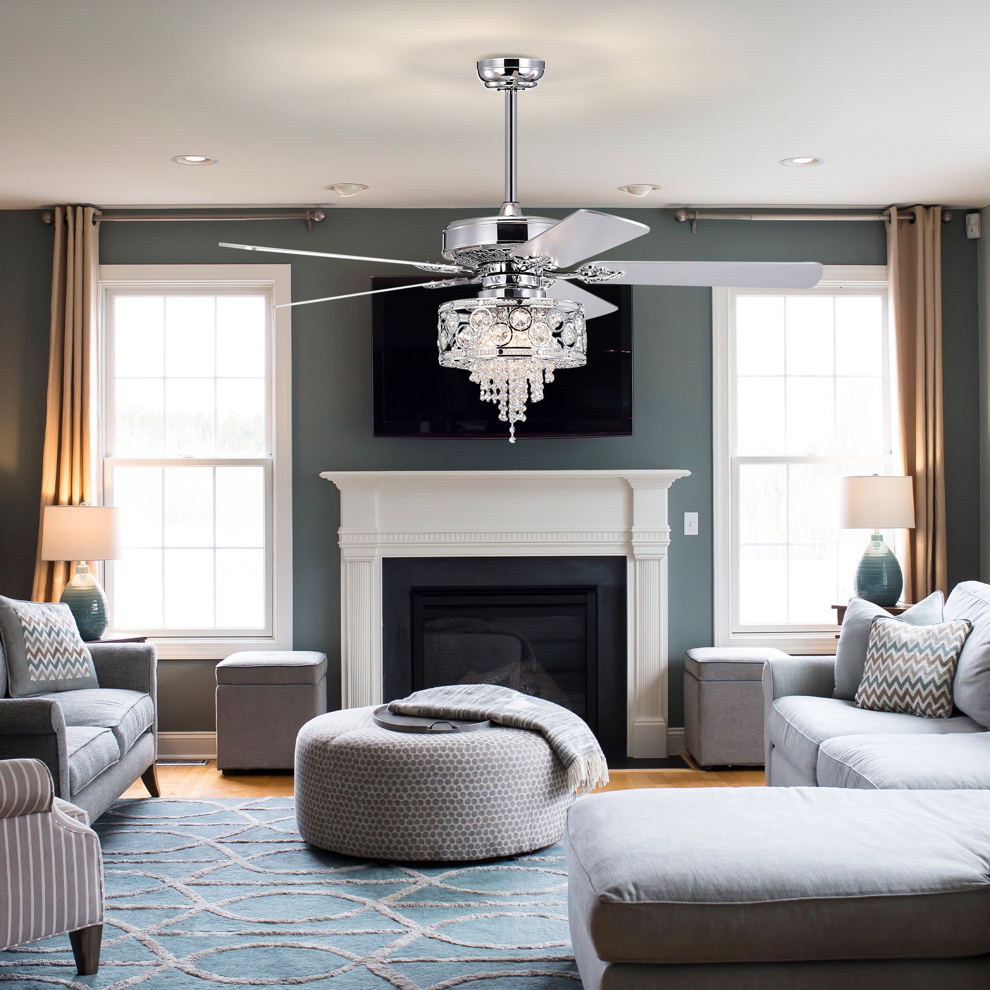 52" Ceiling Fan Light with Remote Control for Living Room