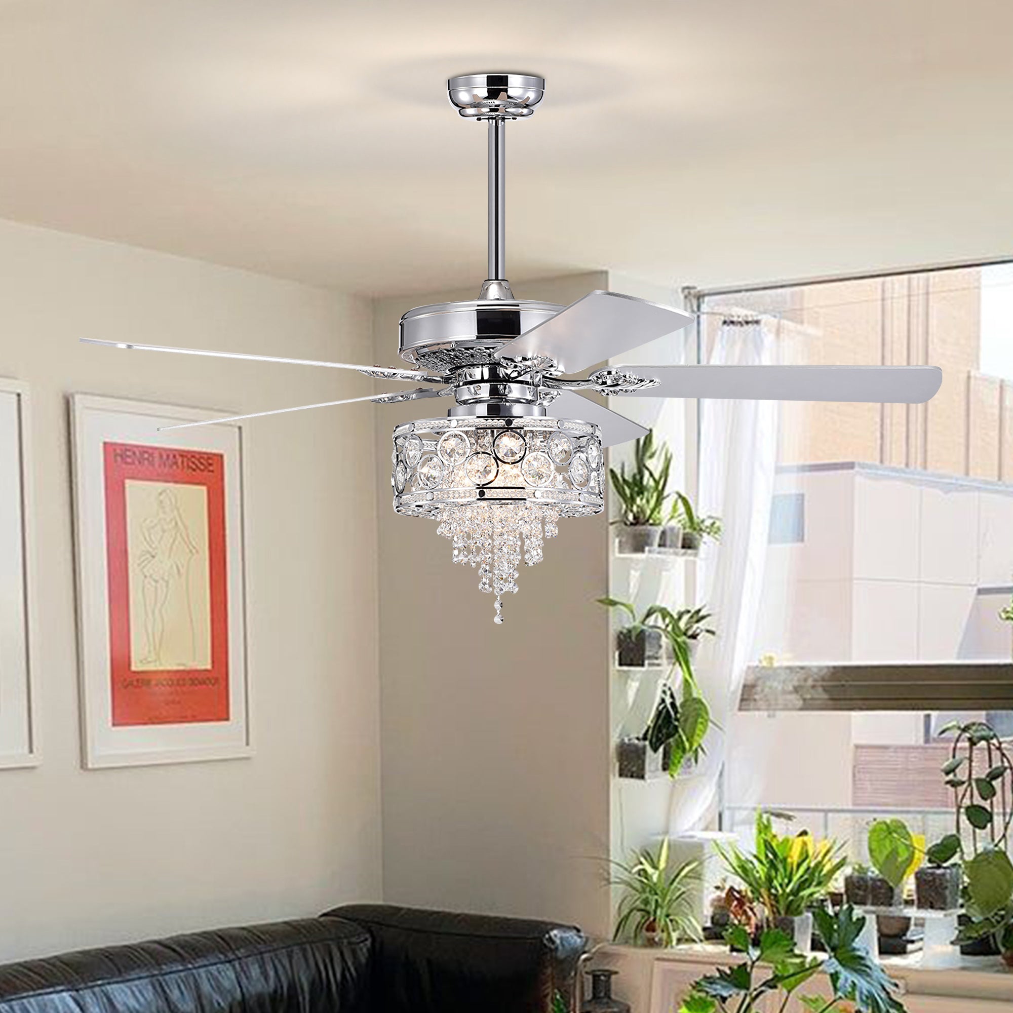 52" Ceiling Fan Light with Remote Control for Living Room