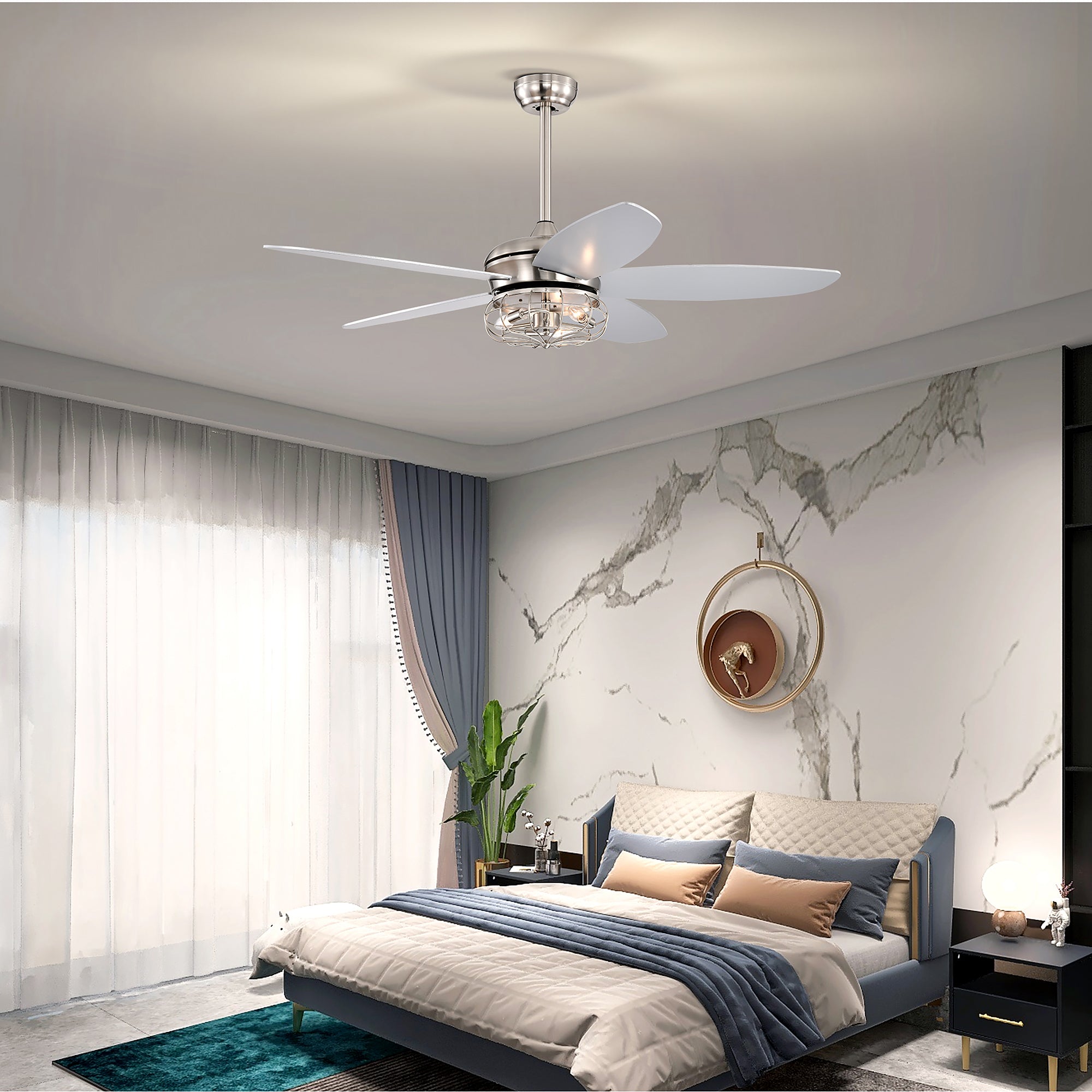 52" Ceiling Fan Light with Remote Control for Living Room