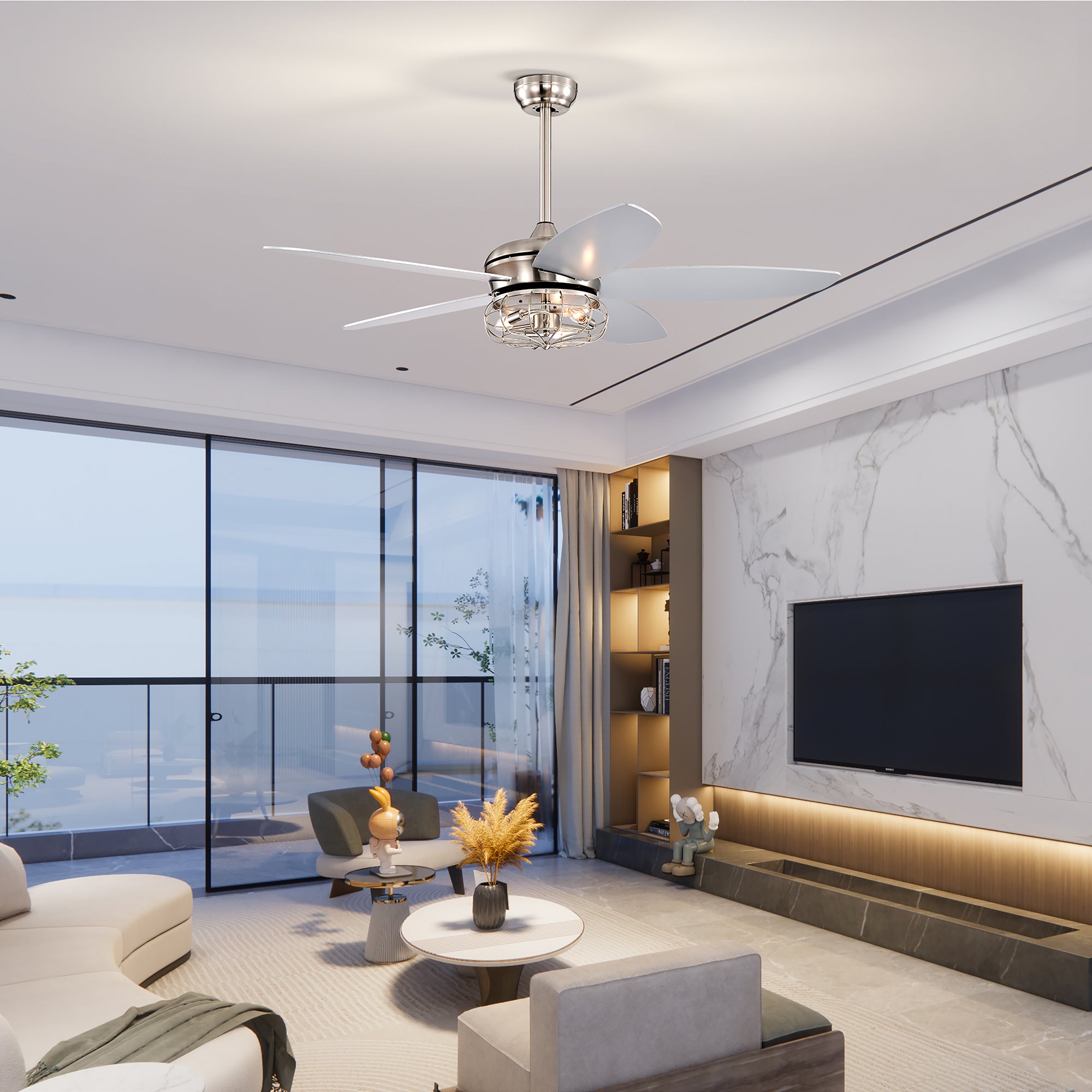 52" Ceiling Fan Light with Remote Control for Living Room