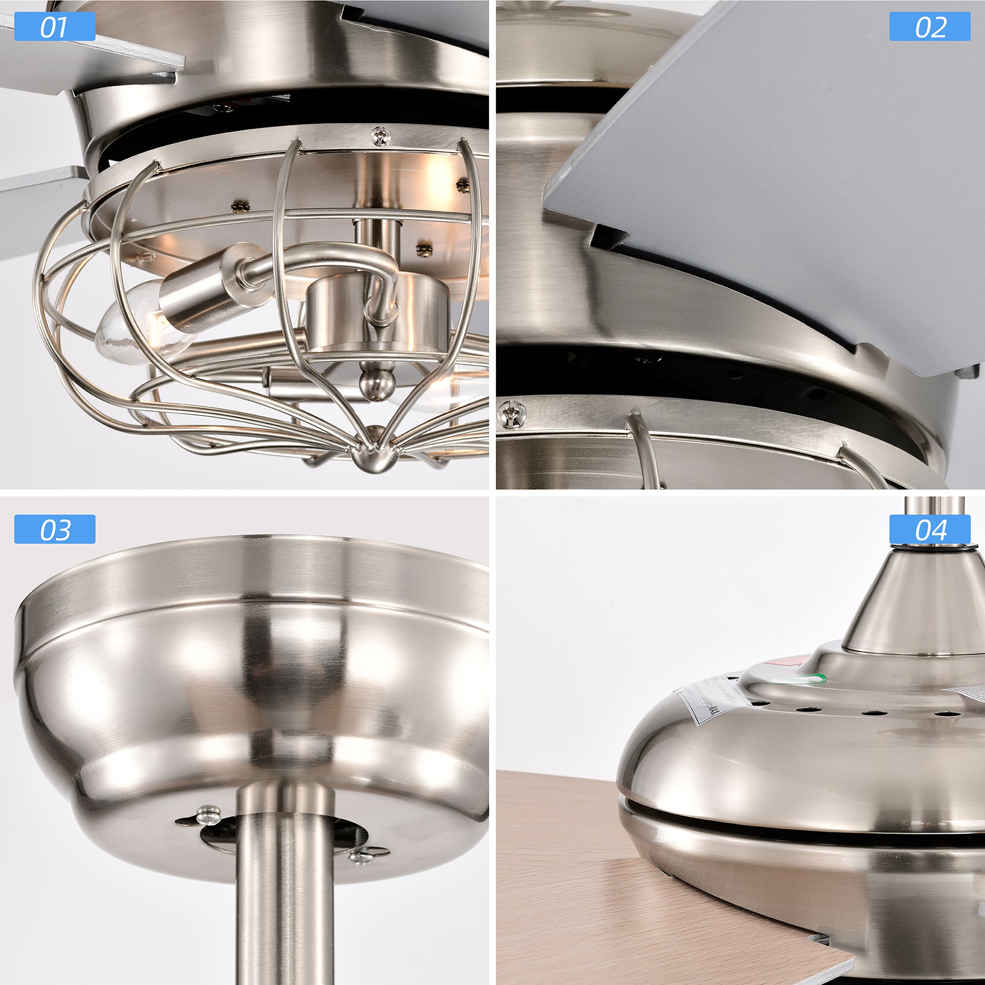 52" Ceiling Fan Light with Remote Control for Living Room