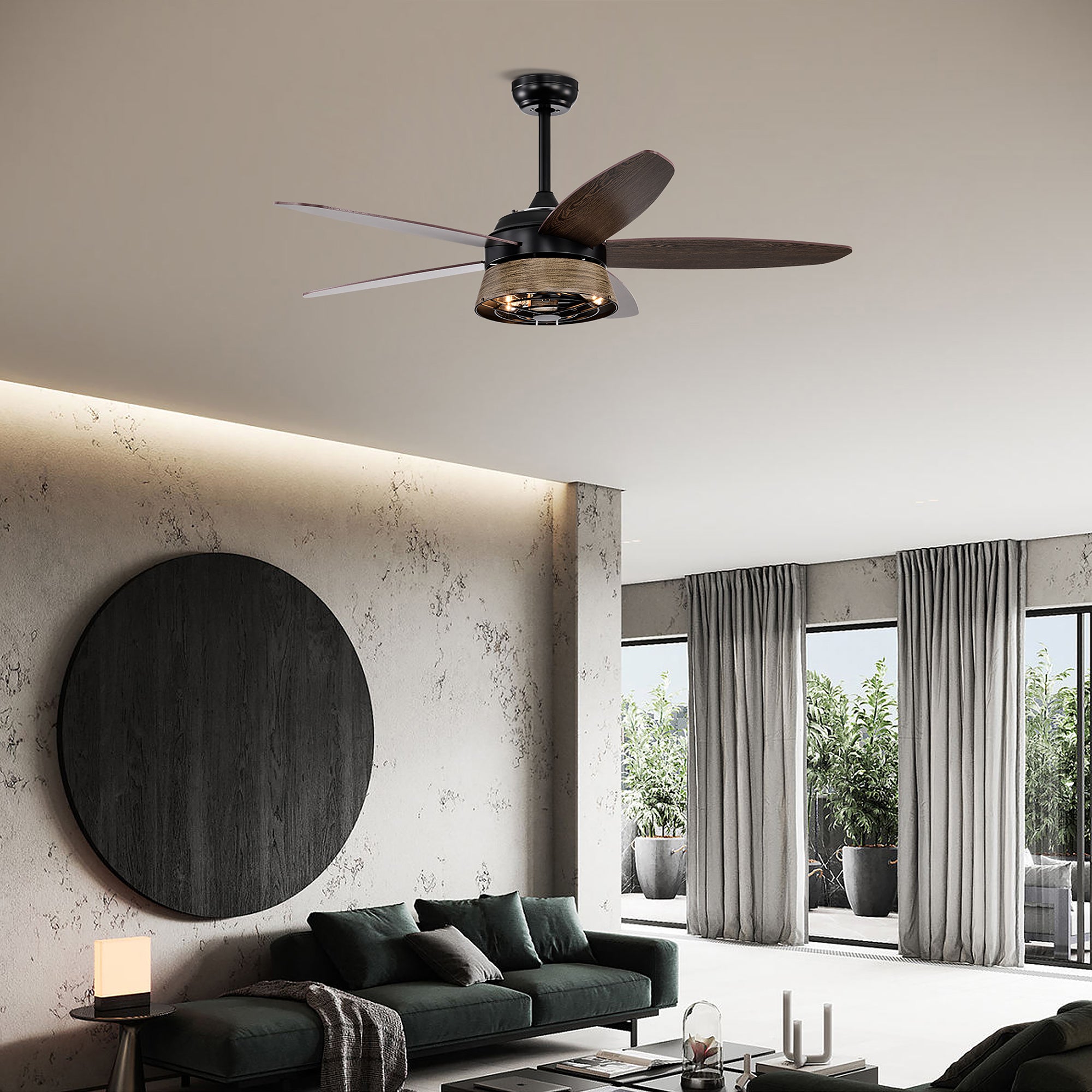 52" Indoor Ceiling Fan Light with Remote Control for Living Room