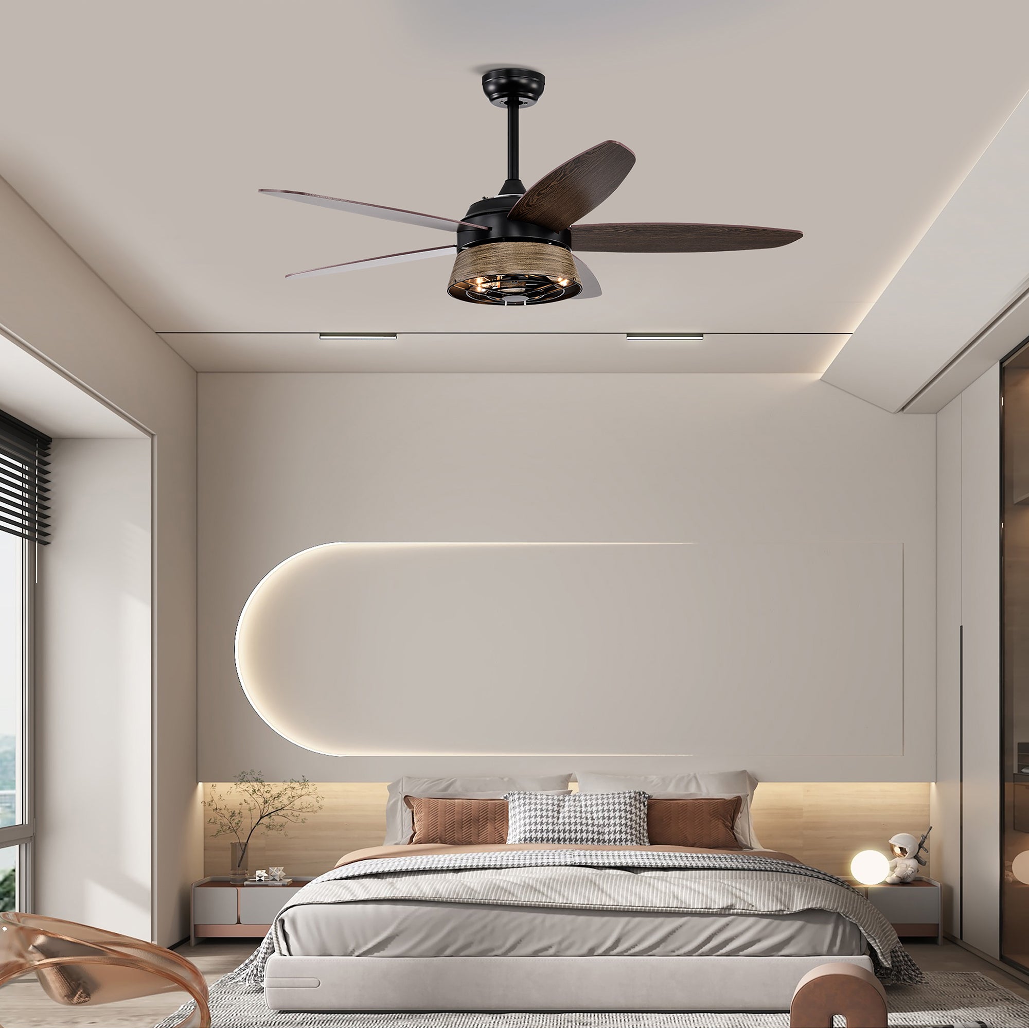 52" Indoor Ceiling Fan Light with Remote Control for Living Room