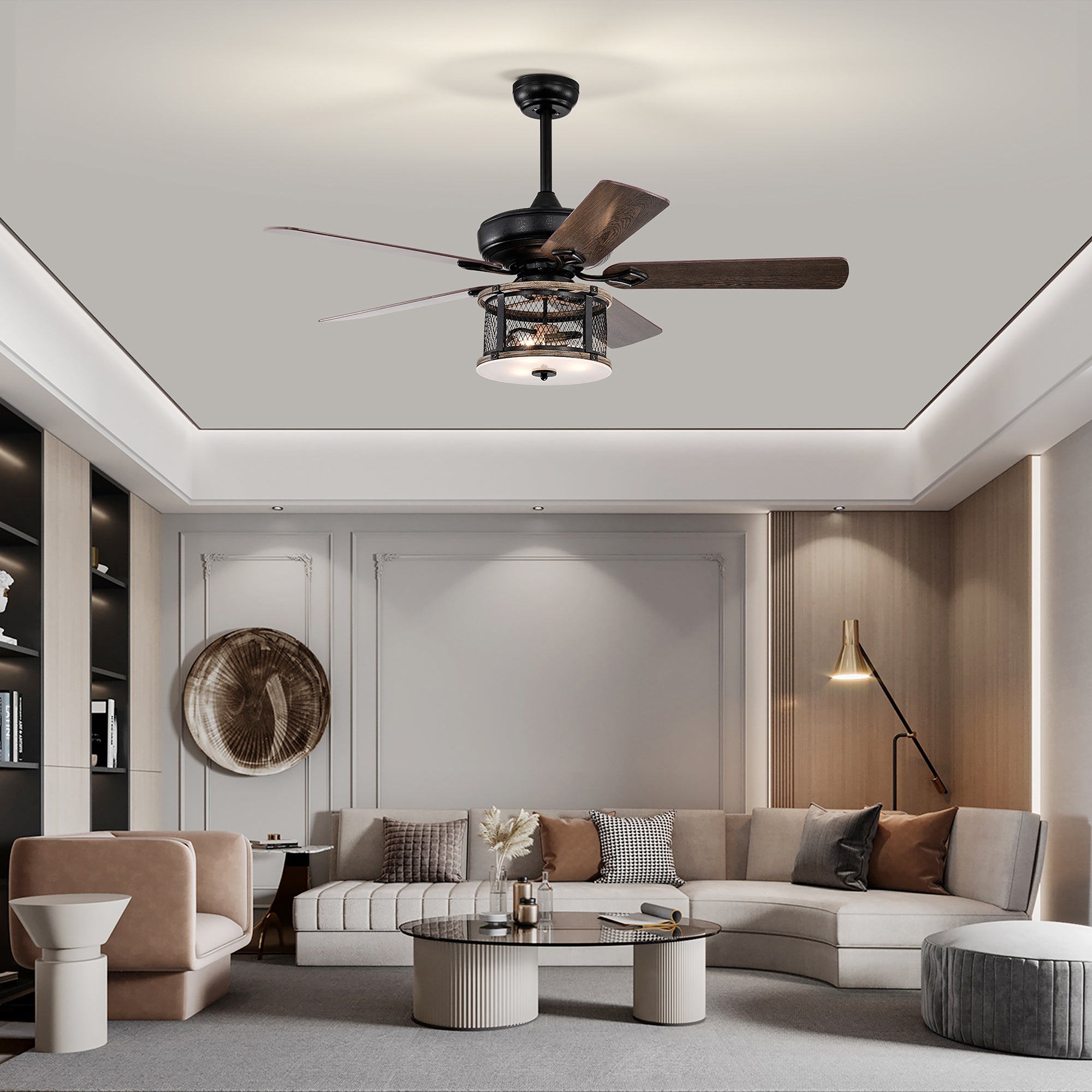 52" Ceiling Fan Light with Remote Control for Living Room