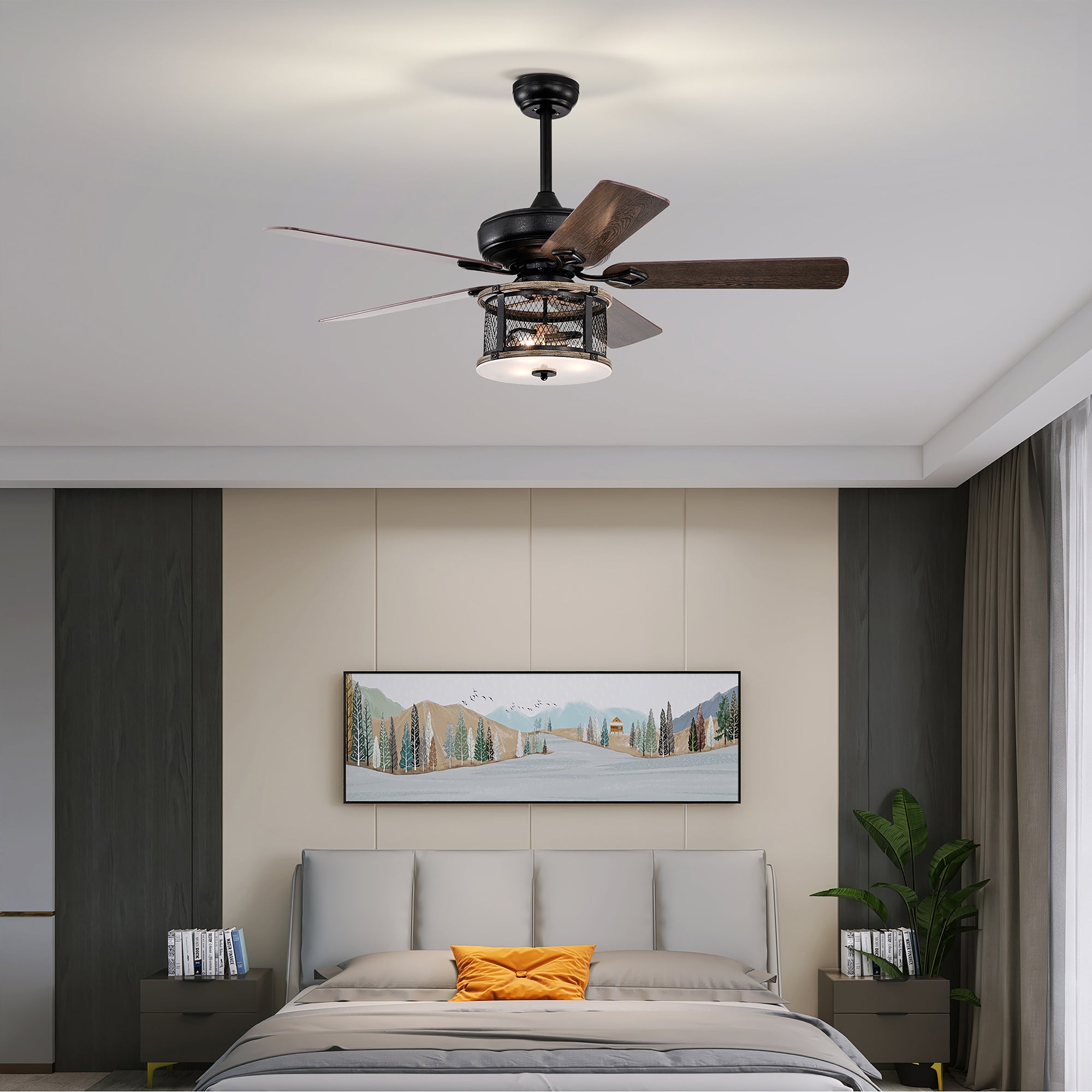 52" Ceiling Fan Light with Remote Control for Living Room