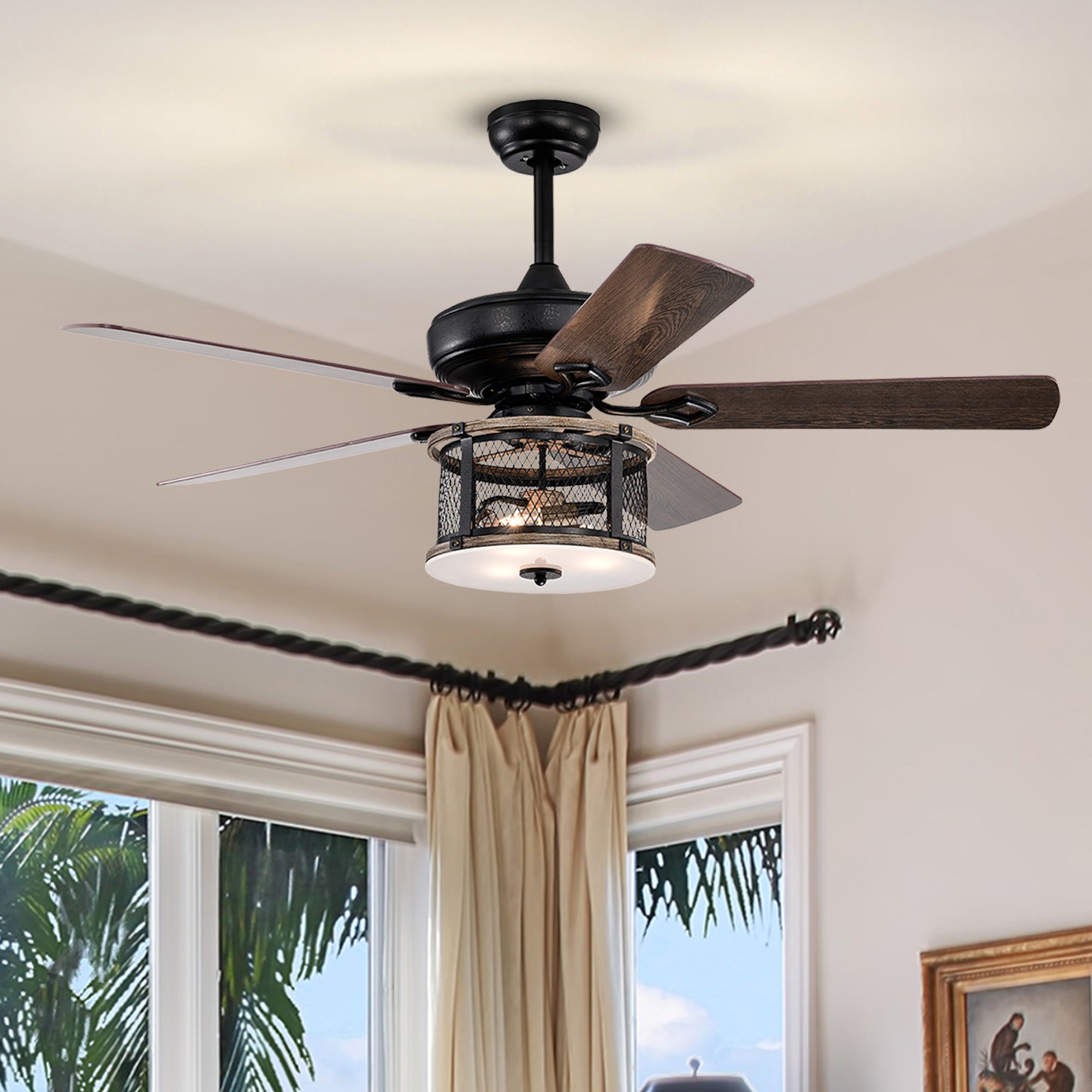 52" Ceiling Fan Light with Remote Control for Living Room