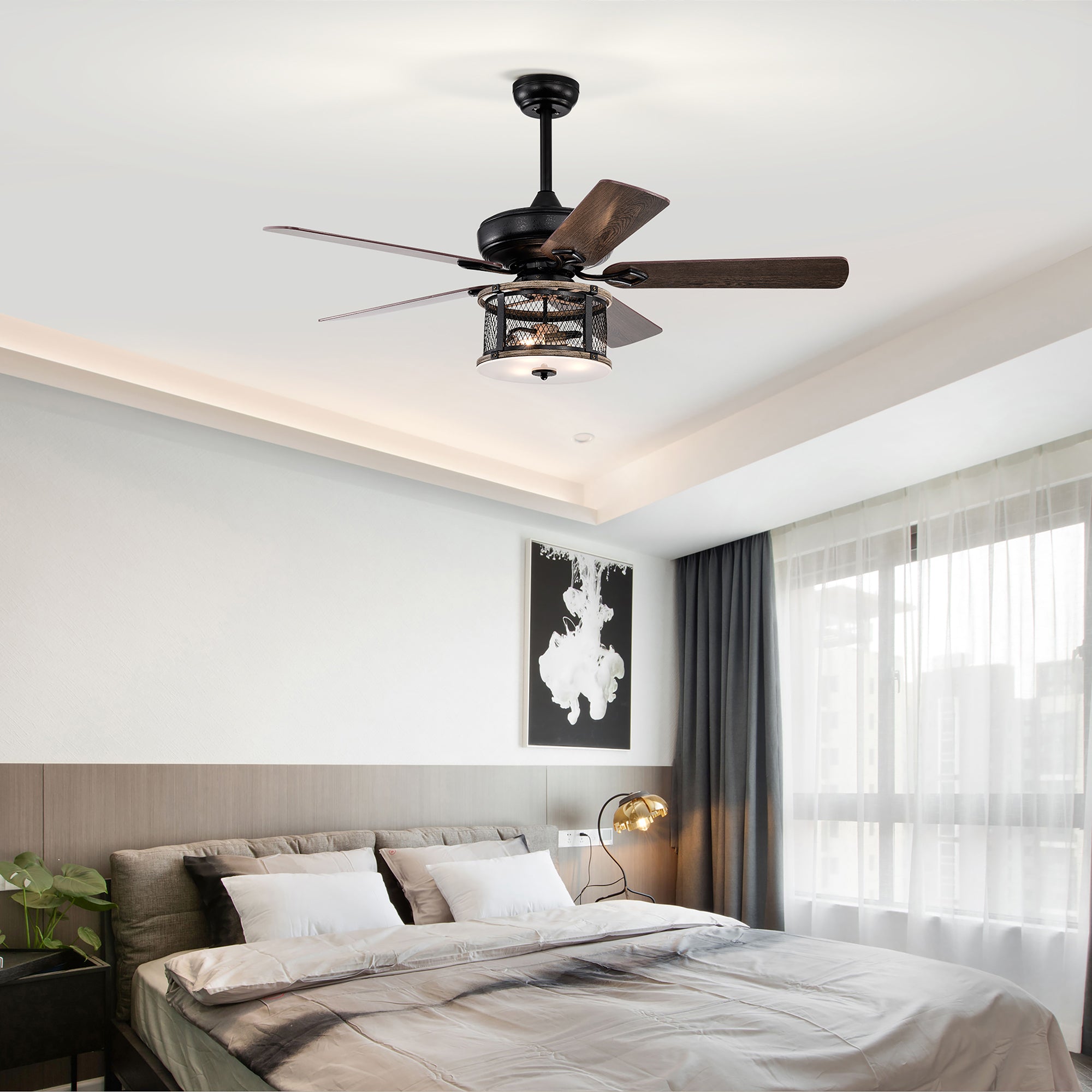 52" Ceiling Fan Light with Remote Control for Living Room