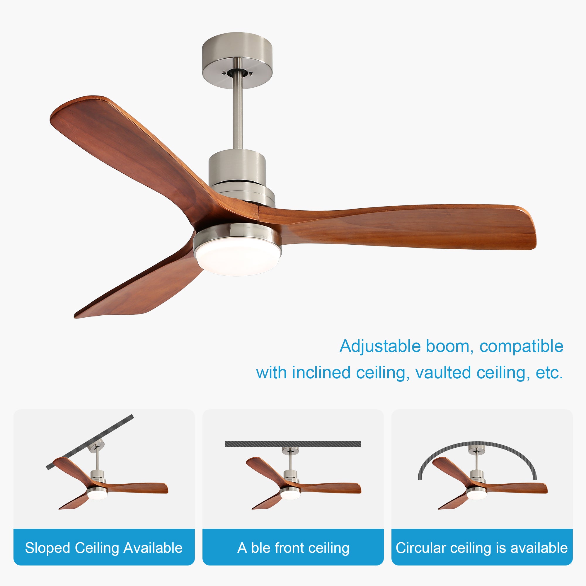 52" Ceiling Fan Light with Remote Control for Living Room