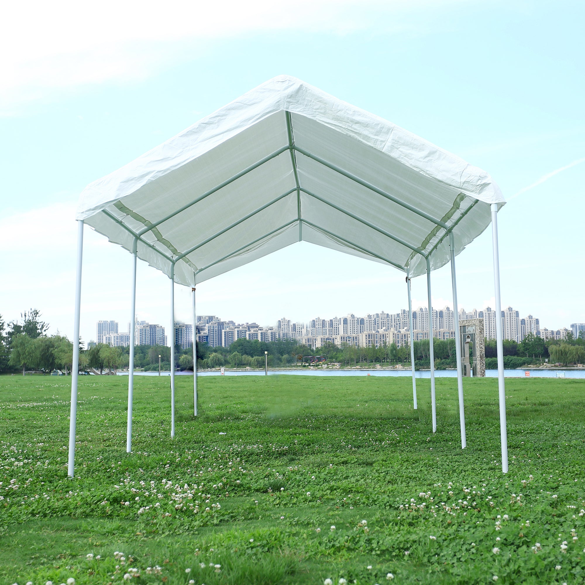 10' X 20' Steel Frame Outdoor Patio Carport Gazebo with Windows