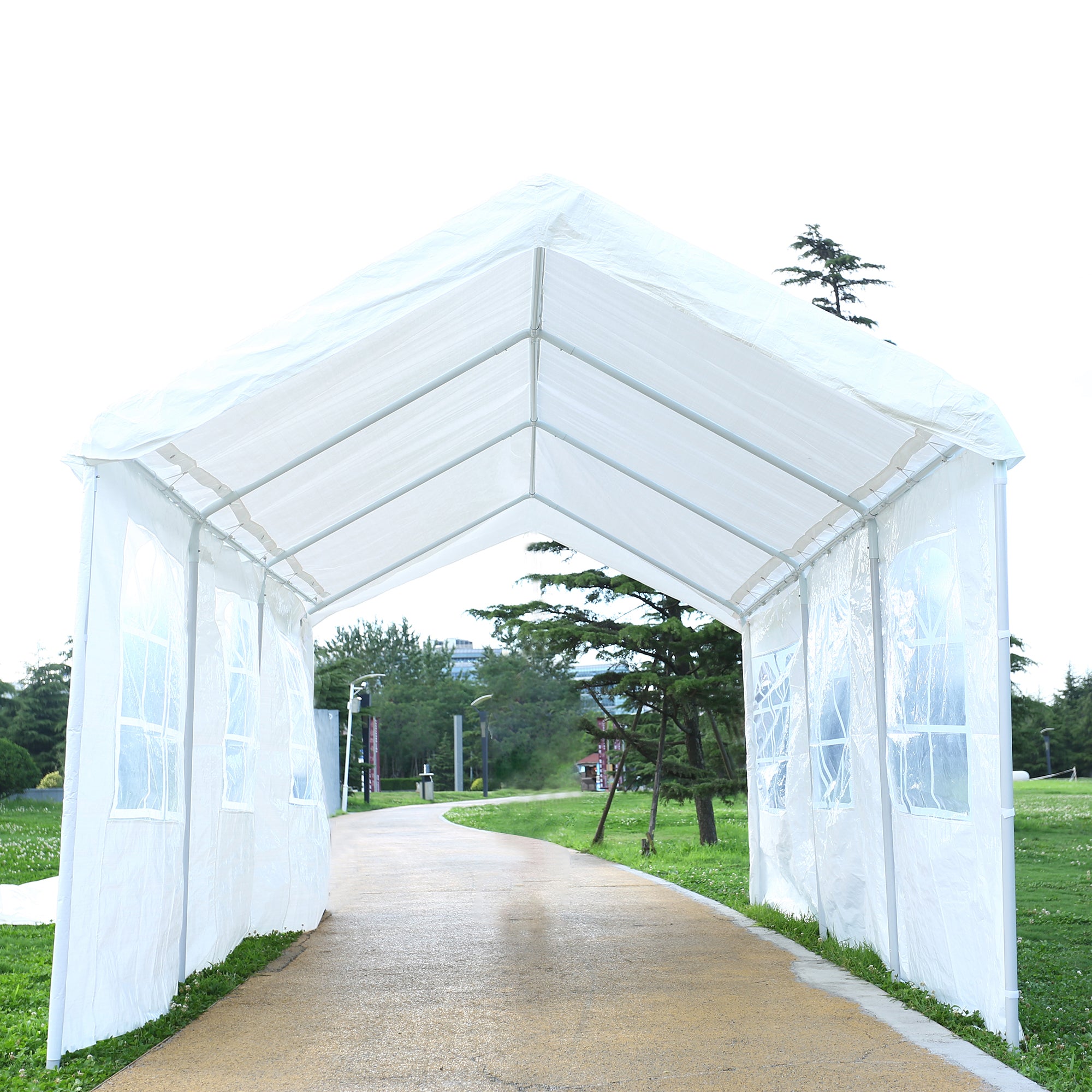 10' X 20' Steel Frame Outdoor Patio Carport Gazebo with Windows