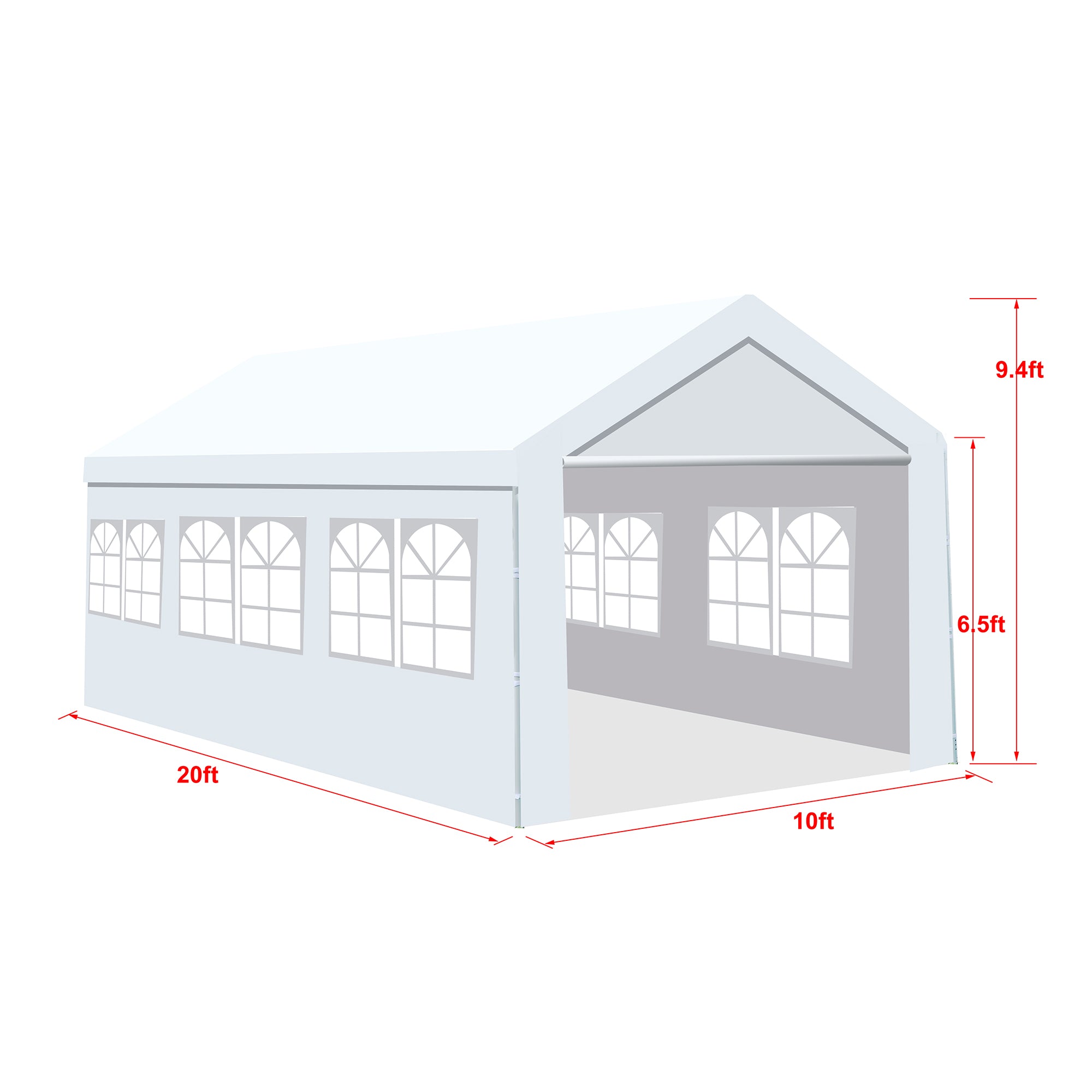 10' X 20' Steel Frame Outdoor Patio Carport Gazebo with Windows