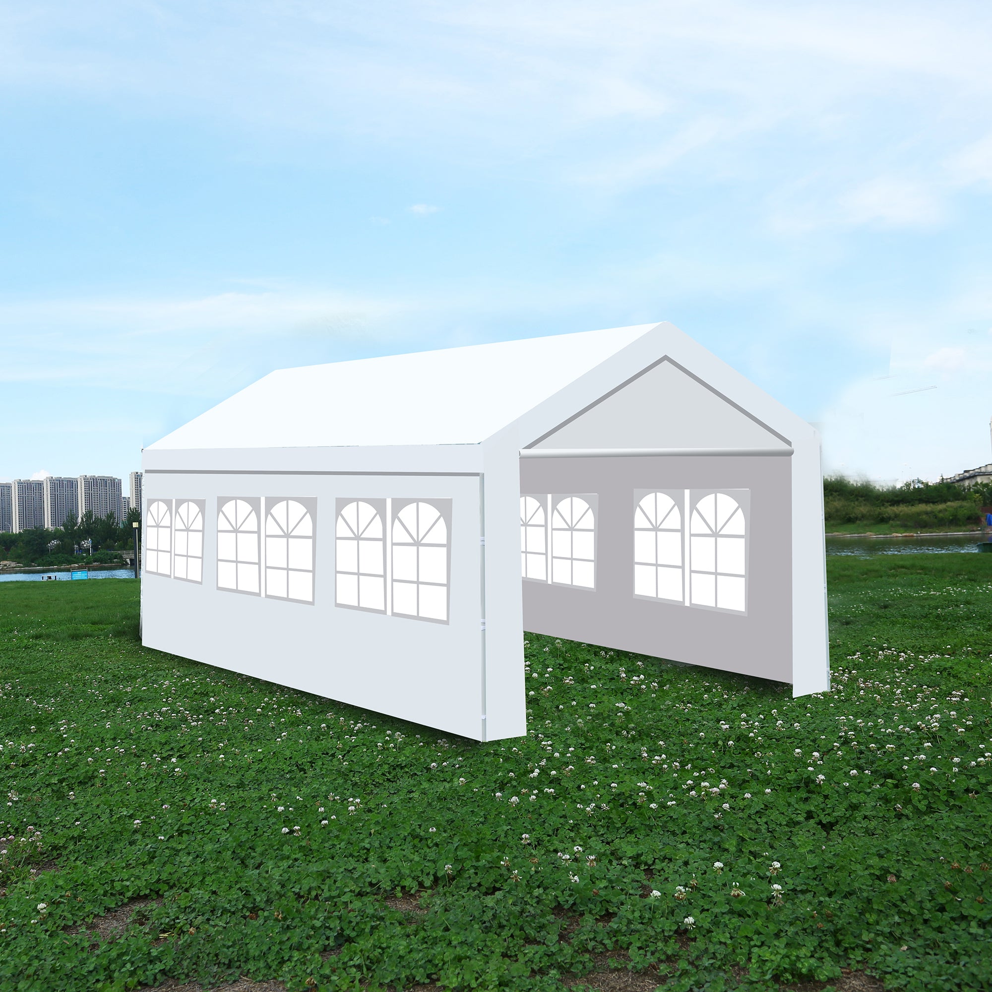 10' X 20' Steel Frame Outdoor Patio Carport Gazebo with Windows