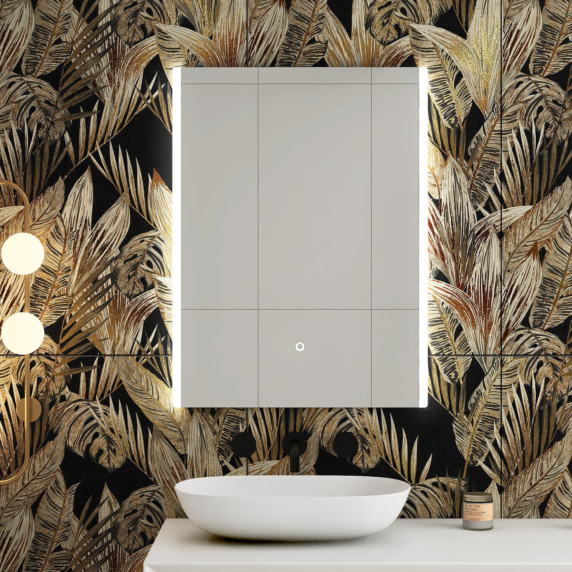 24 in. W x 32 in. H Frameless Anti-Fog Wall Mount Rectangular Bathroom Vanity Mirror with LED Light