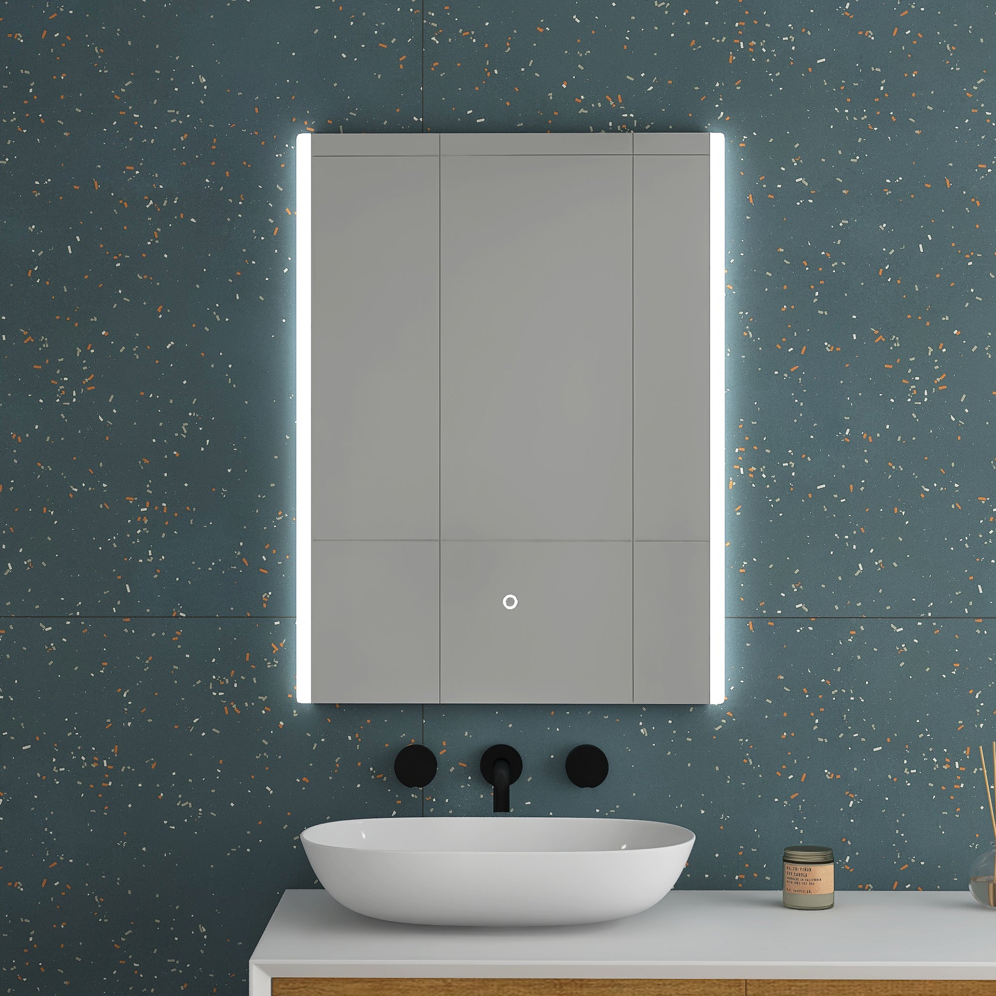 24 in. W x 32 in. H Frameless Anti-Fog Wall Mount Rectangular Bathroom Vanity Mirror with LED Light