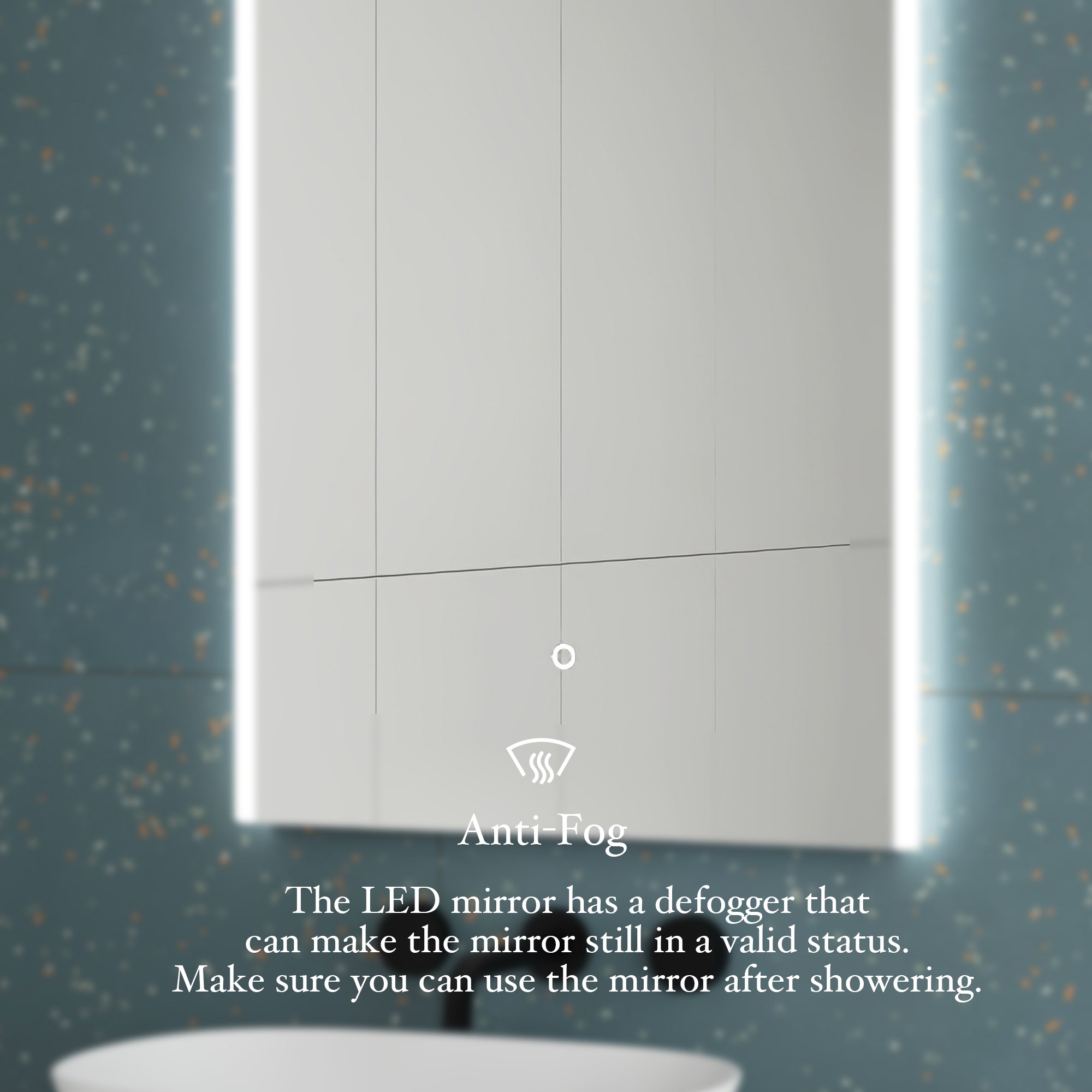 24 in. W x 32 in. H Frameless Anti-Fog Wall Mount Rectangular Bathroom Vanity Mirror with LED Light