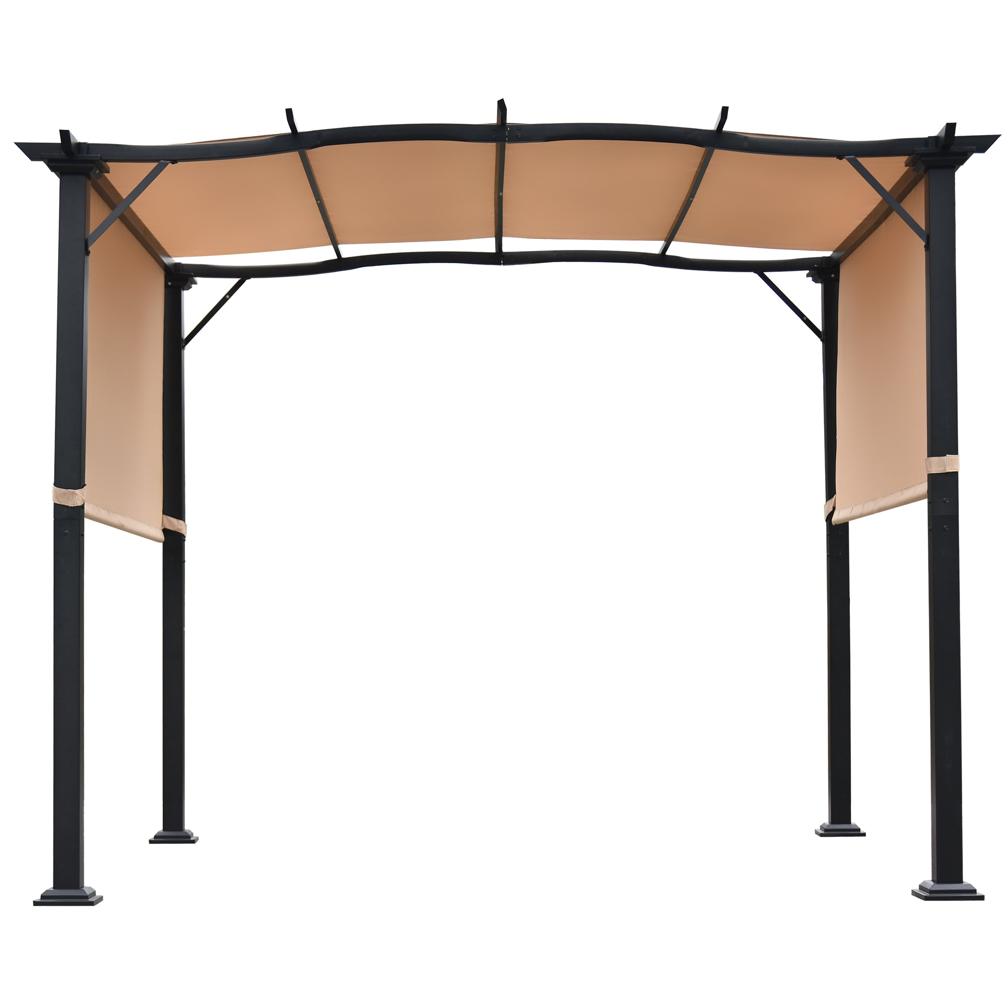 10' X 8' Steel Frame Outdoor Patio Pergola Gazebo with Retractable Canopy