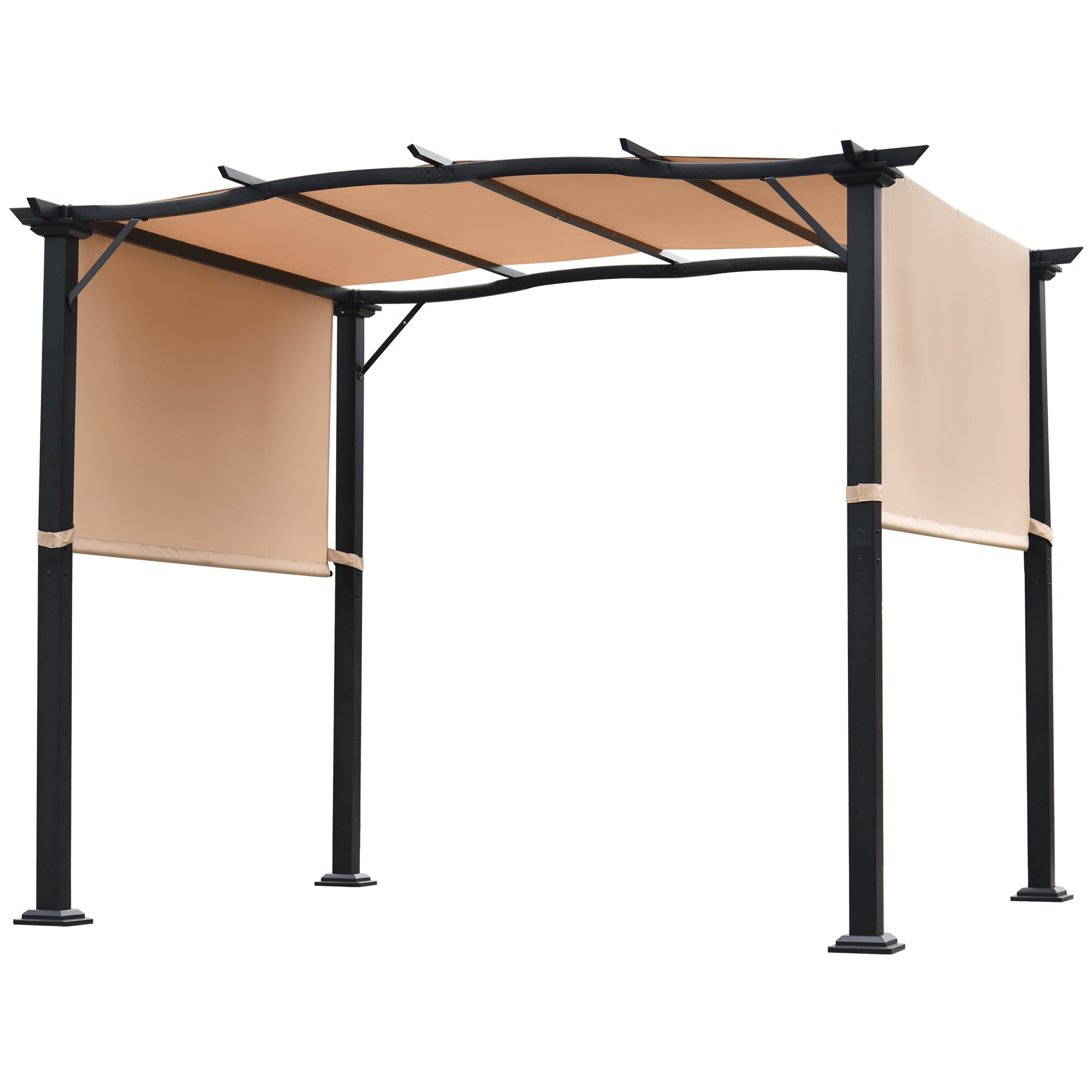 10' X 8' Steel Frame Outdoor Patio Pergola Gazebo with Retractable Canopy