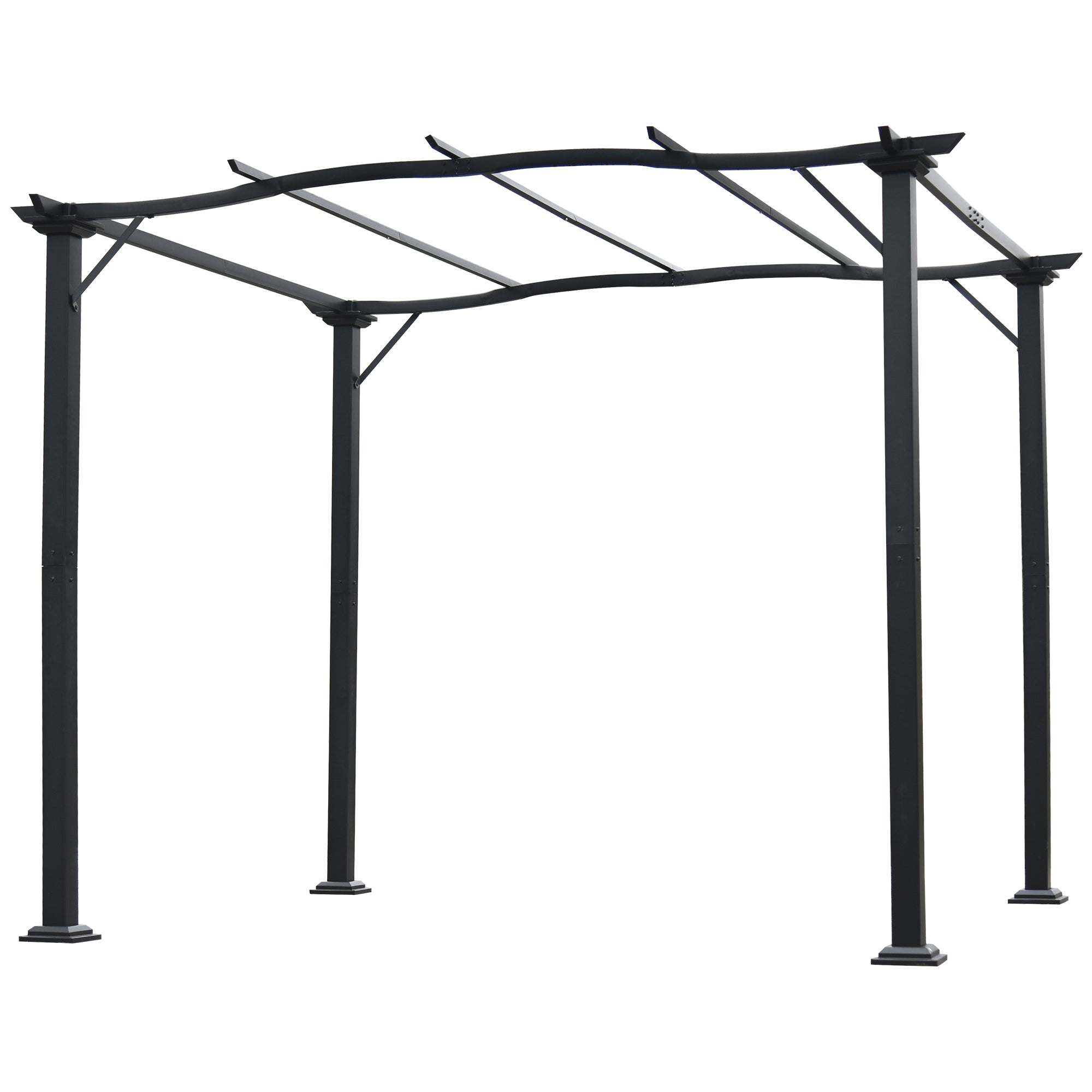 10' X 8' Steel Frame Outdoor Patio Pergola Gazebo with Retractable Canopy