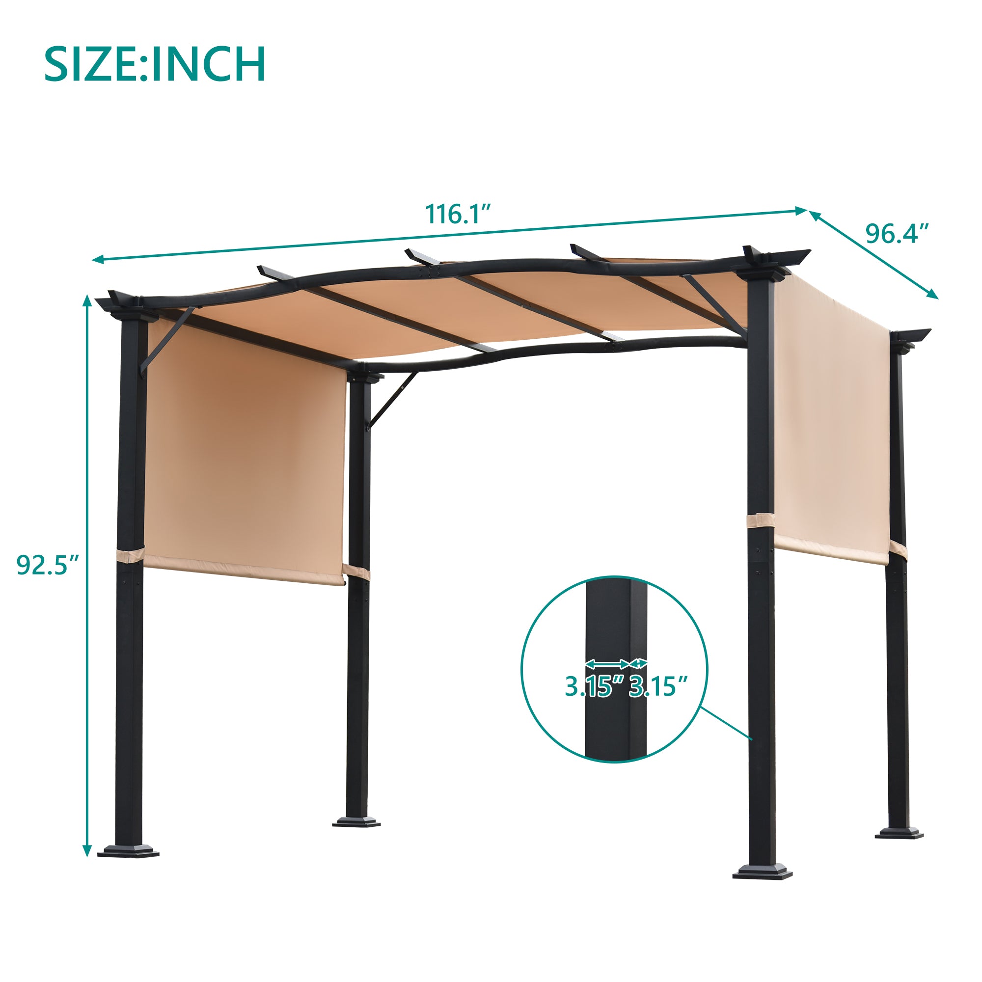 10' X 8' Steel Frame Outdoor Patio Pergola Gazebo with Retractable Canopy