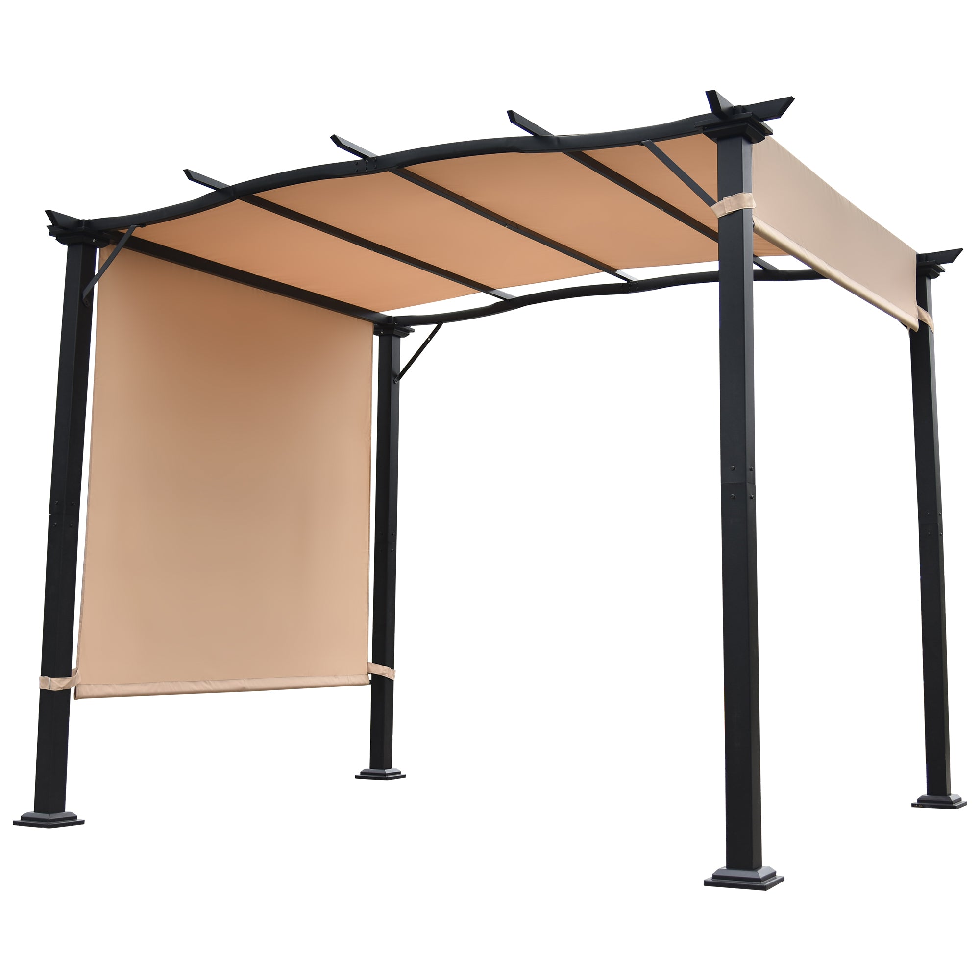 10' X 8' Steel Frame Outdoor Patio Pergola Gazebo with Retractable Canopy