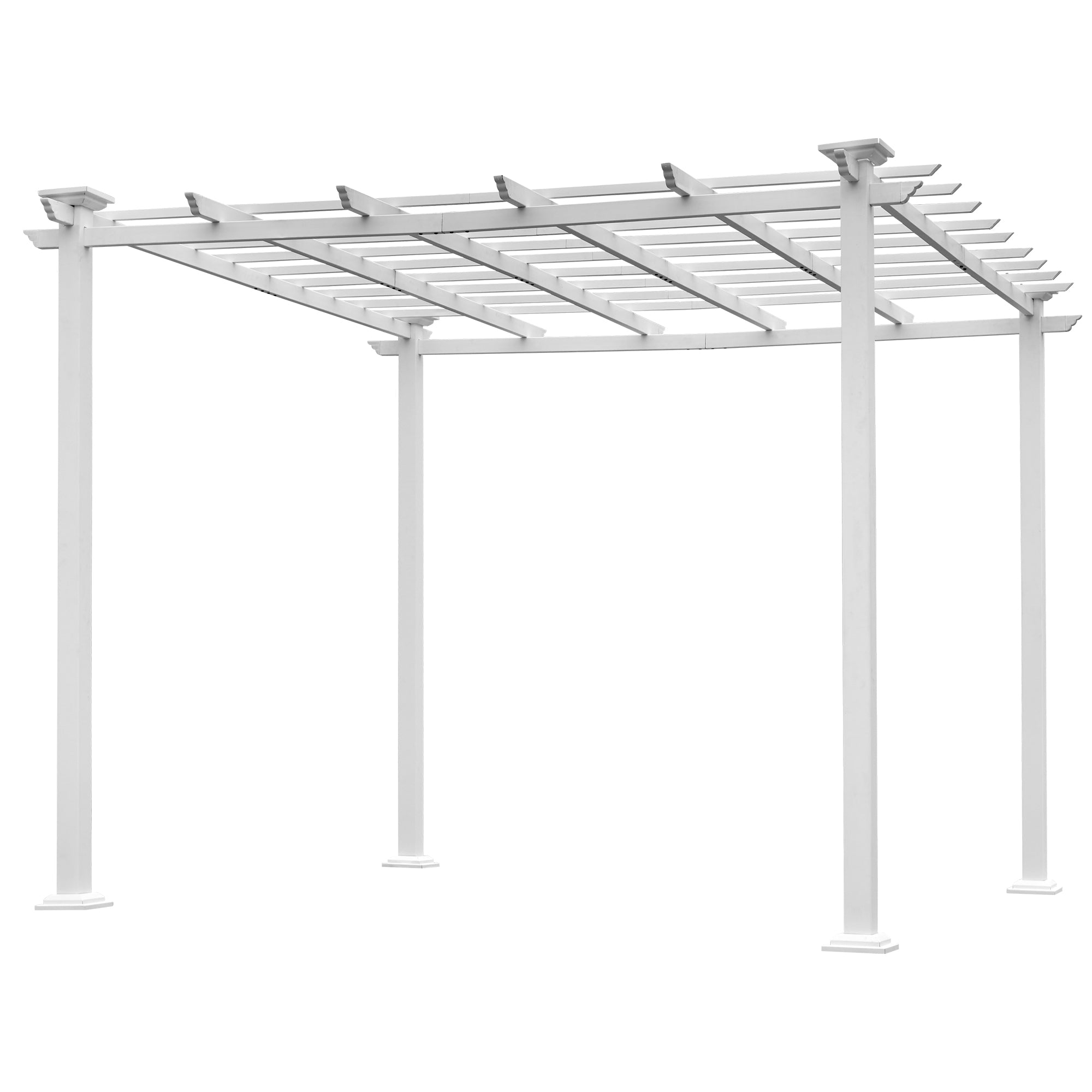 10' X 10' Iron Frame Outdoor Patio White Pergola Gazebo