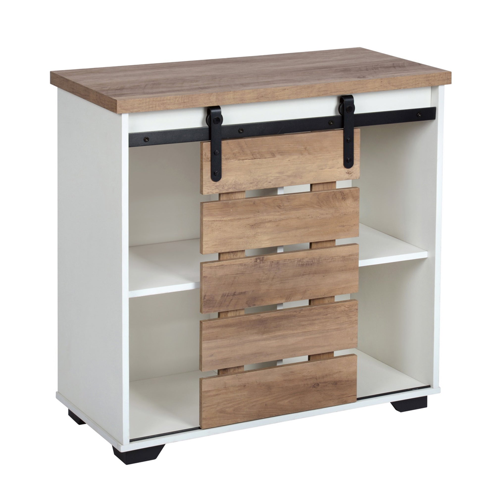 32" Tall Wood 1-door Accent Cabinet with Barn Door