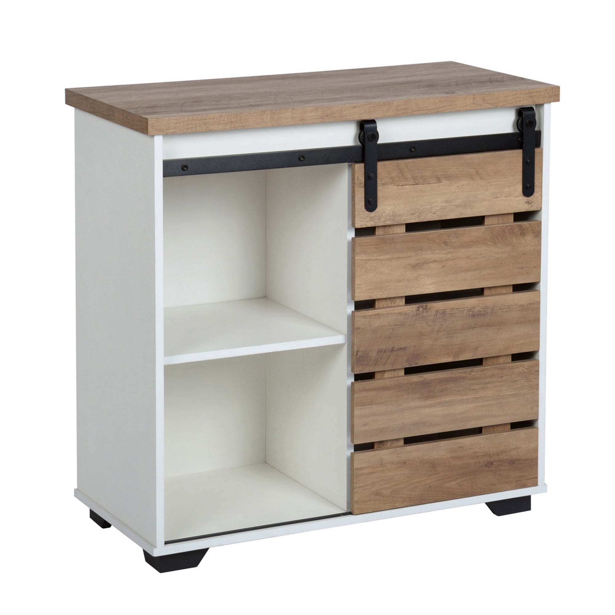 32" Tall Wood 1-door Accent Cabinet with Barn Door