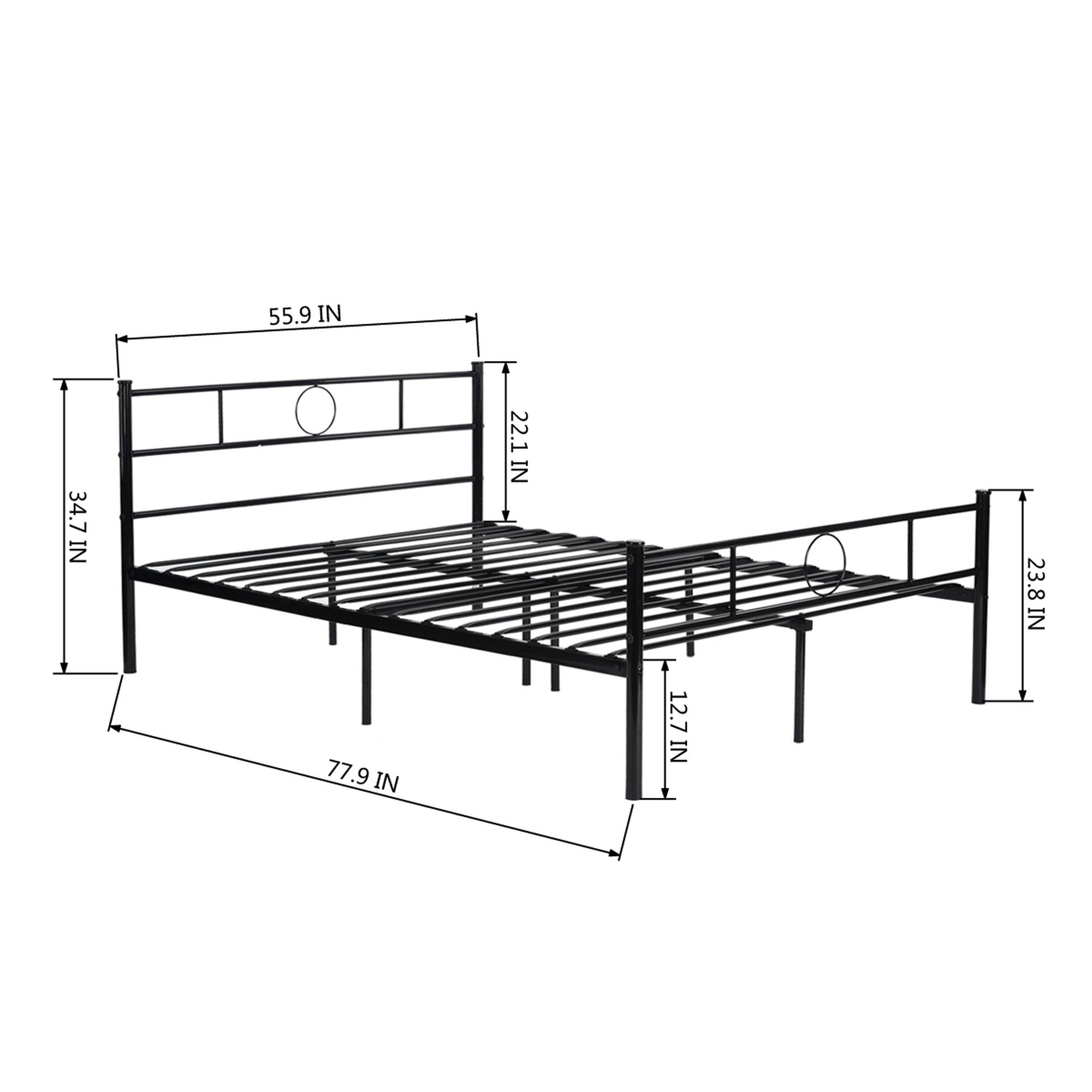Twin Metal Frame Platform Bed with HeadBoard