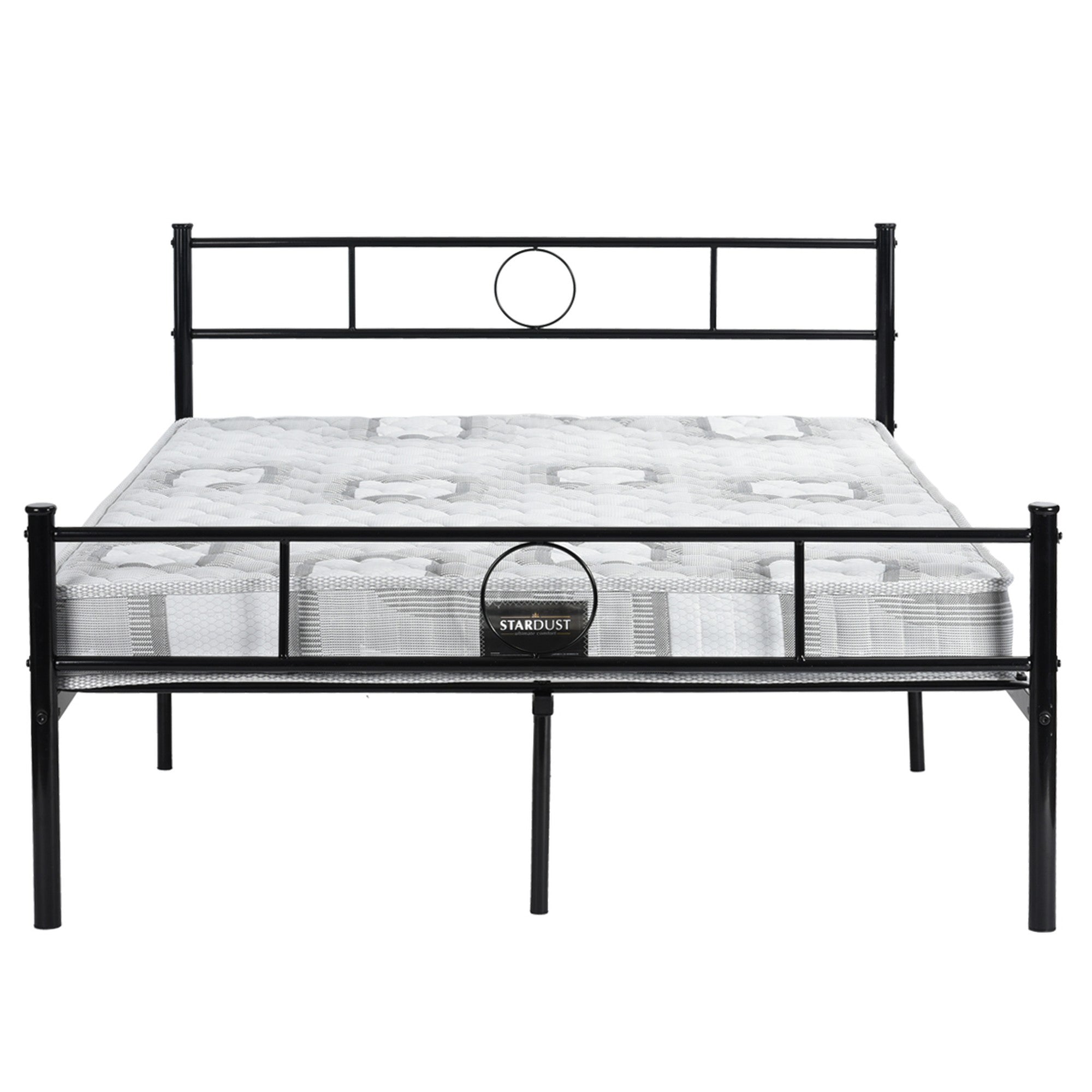 Twin Metal Frame Platform Bed with HeadBoard