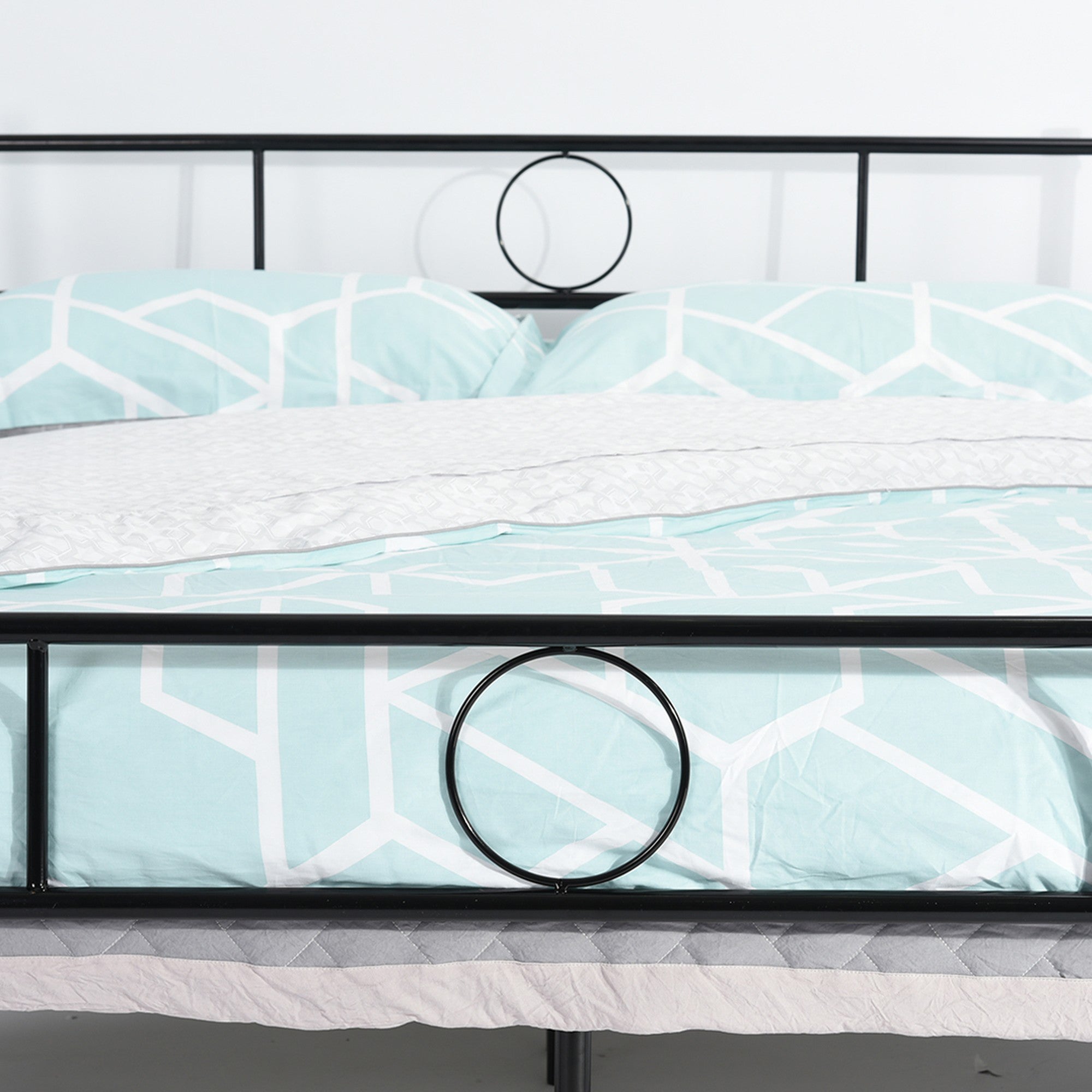 Twin Metal Frame Platform Bed with HeadBoard