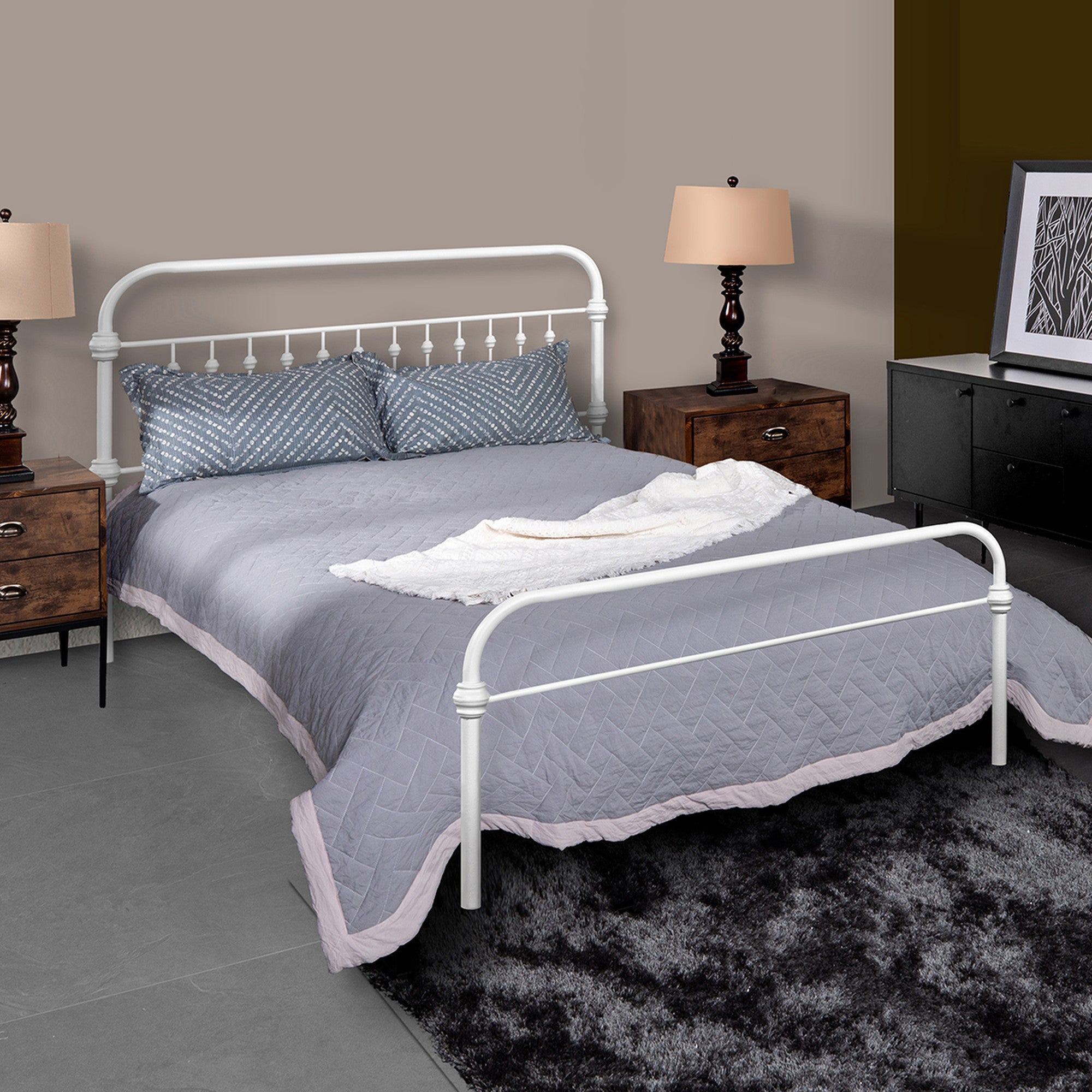 Twin/Full/Queen Wood Frame Platform Bed with Center Support Legs