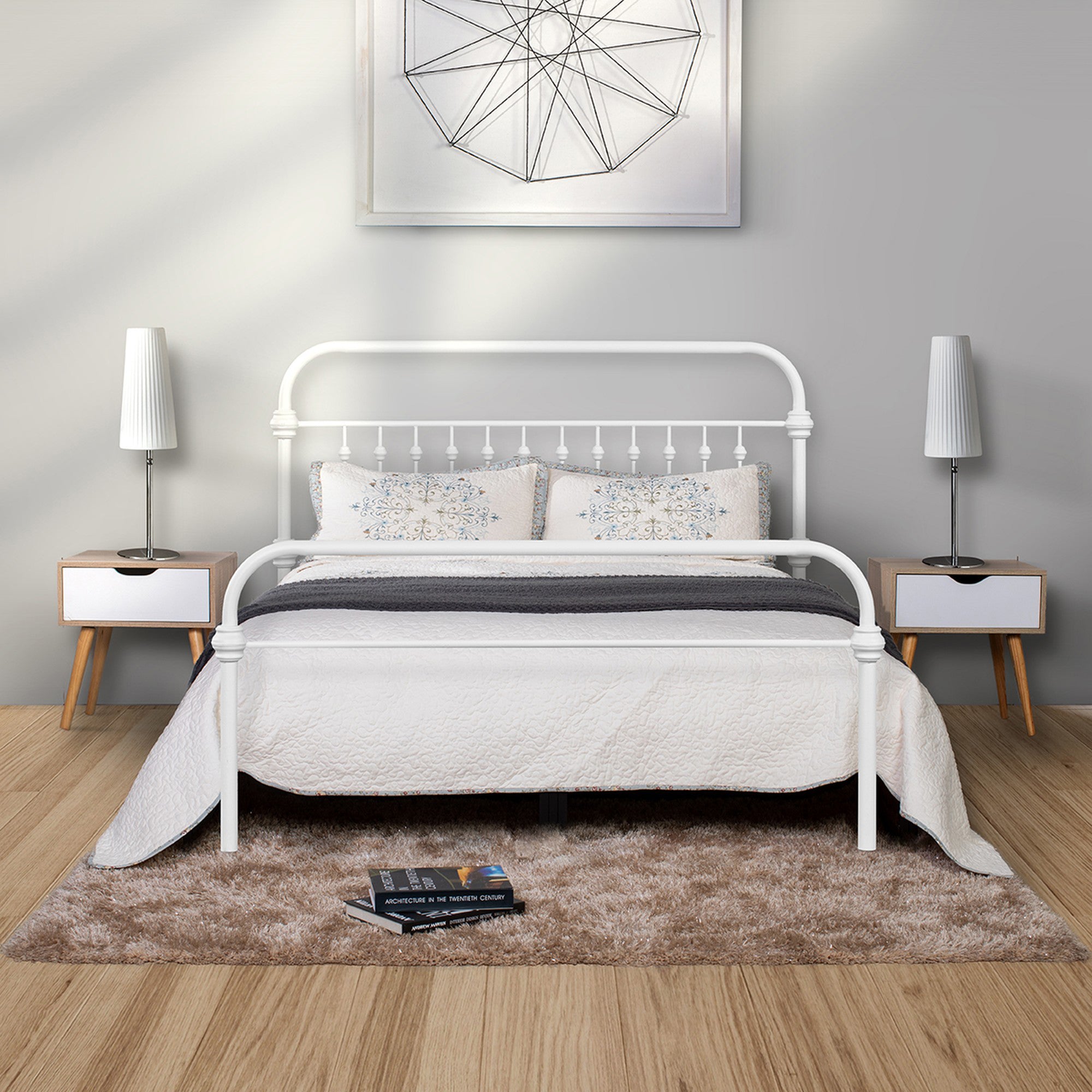 Twin/Full/Queen Wood Frame Platform Bed with Center Support Legs
