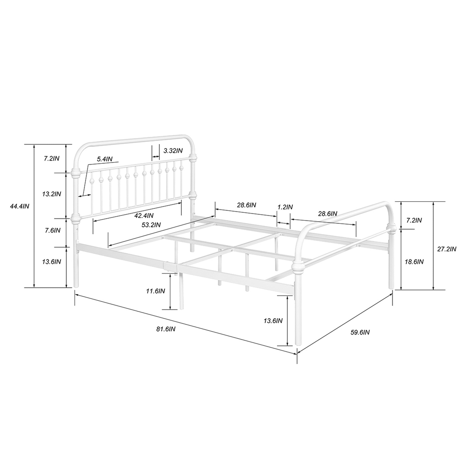 Twin/Full/Queen Wood Frame Platform Bed with Center Support Legs
