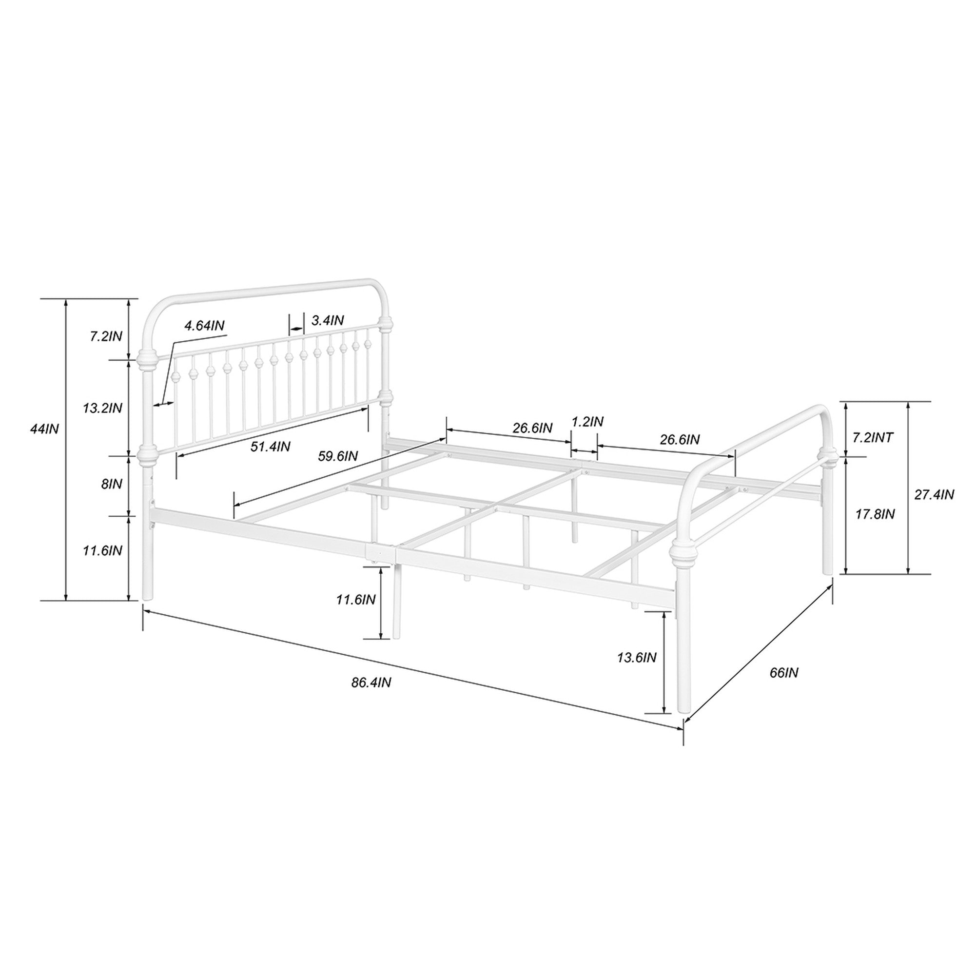Twin/Full/Queen Wood Frame Platform Bed with Center Support Legs