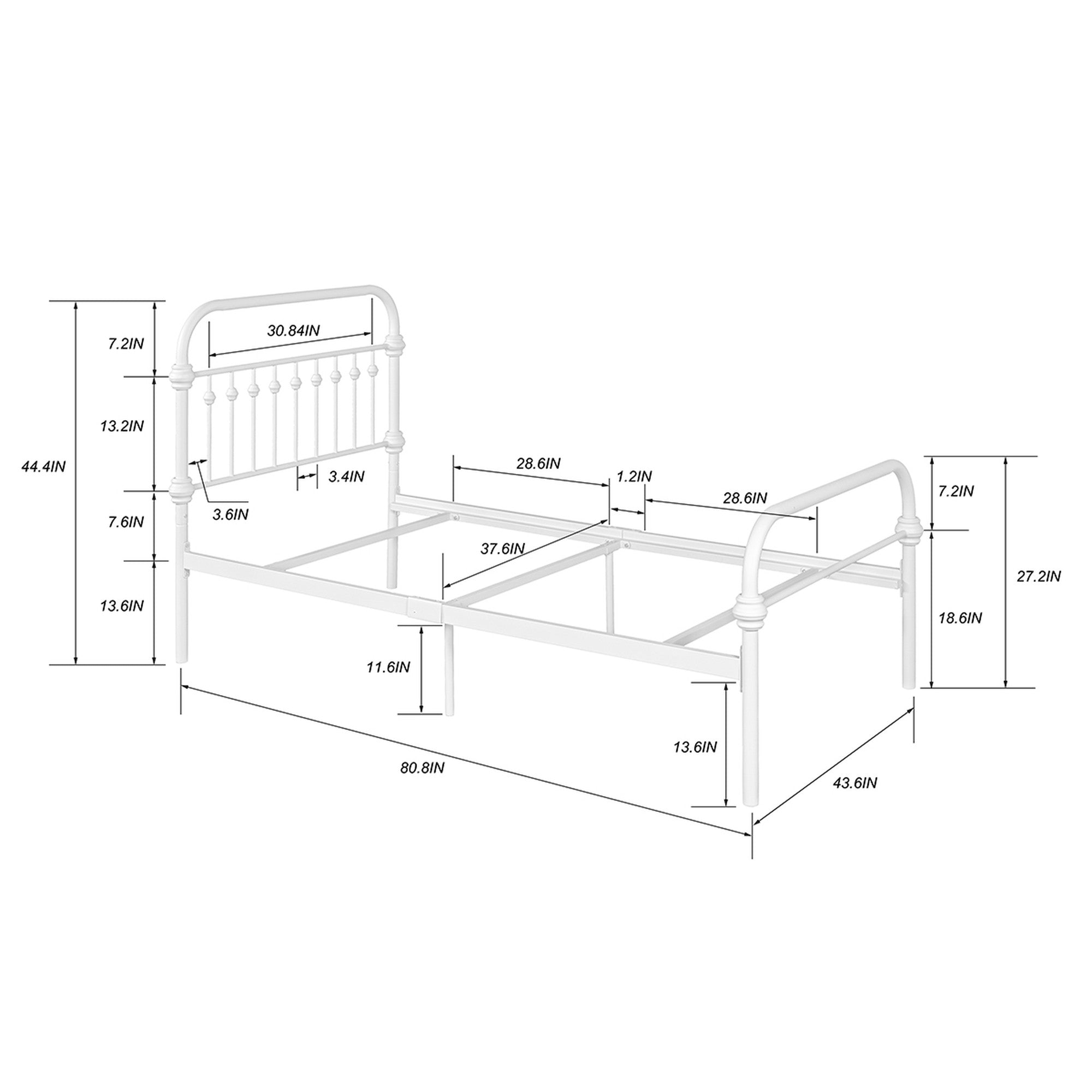 Twin/Full/Queen Wood Frame Platform Bed with Center Support Legs