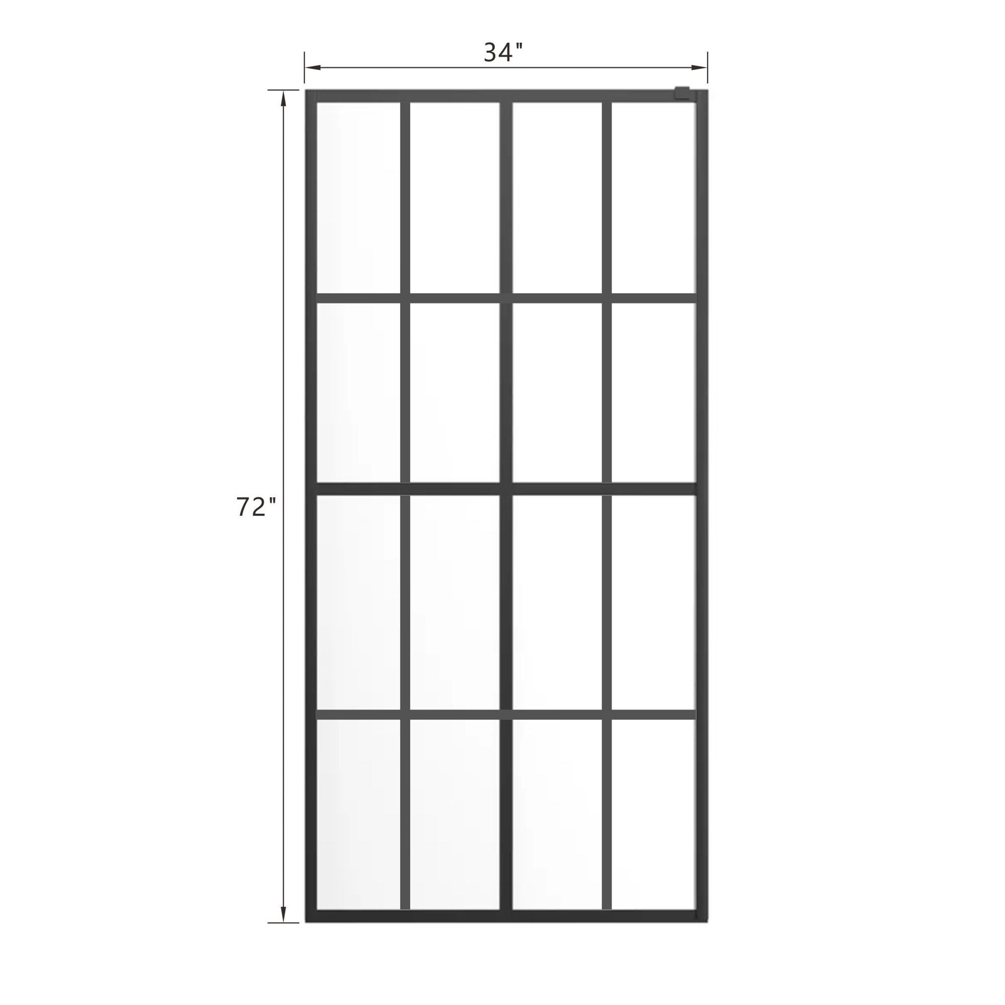 34 in. W x 72 in. H Thicken Fixed Glass Panel Shower Door