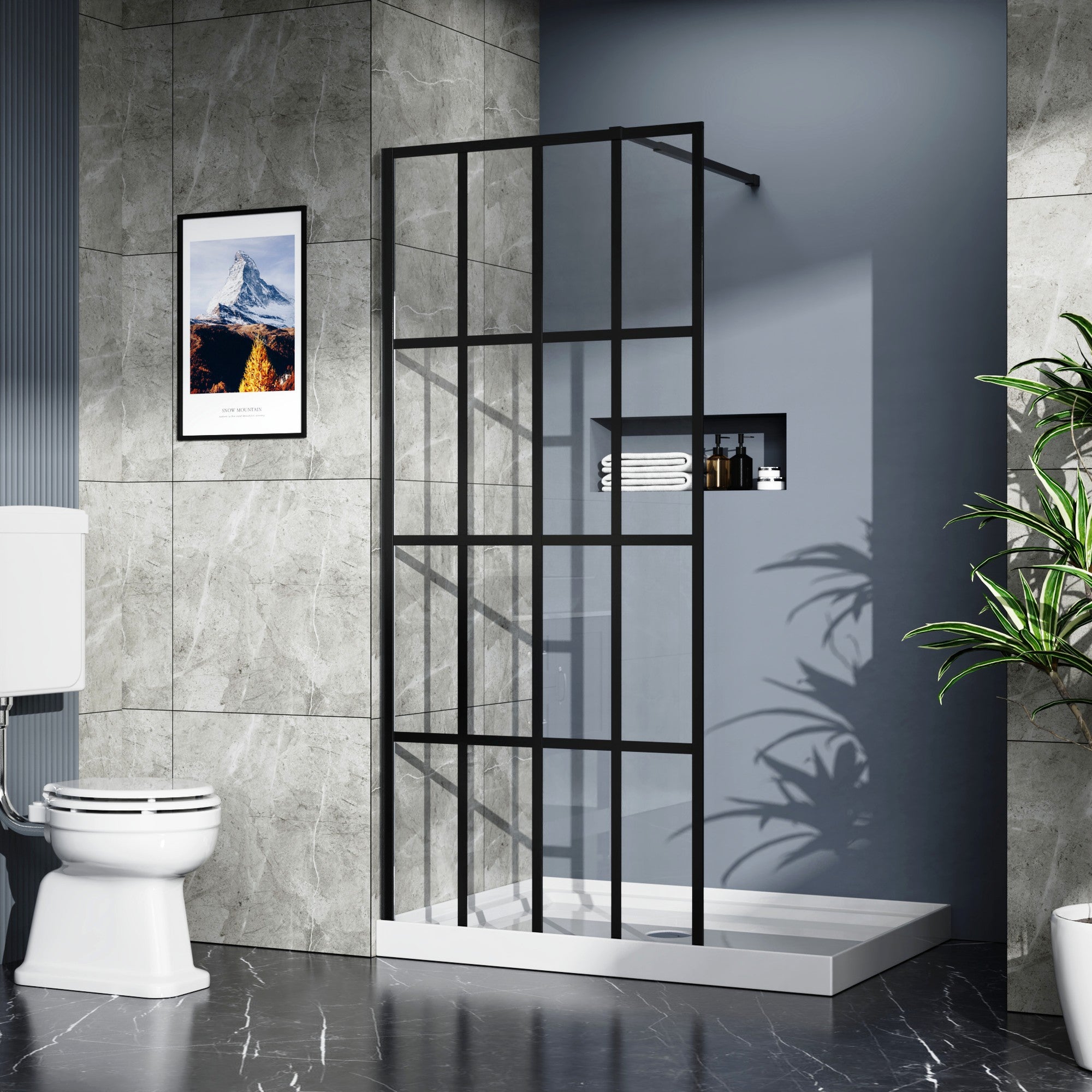 34 in. W x 72 in. H Thicken Fixed Glass Panel Shower Door