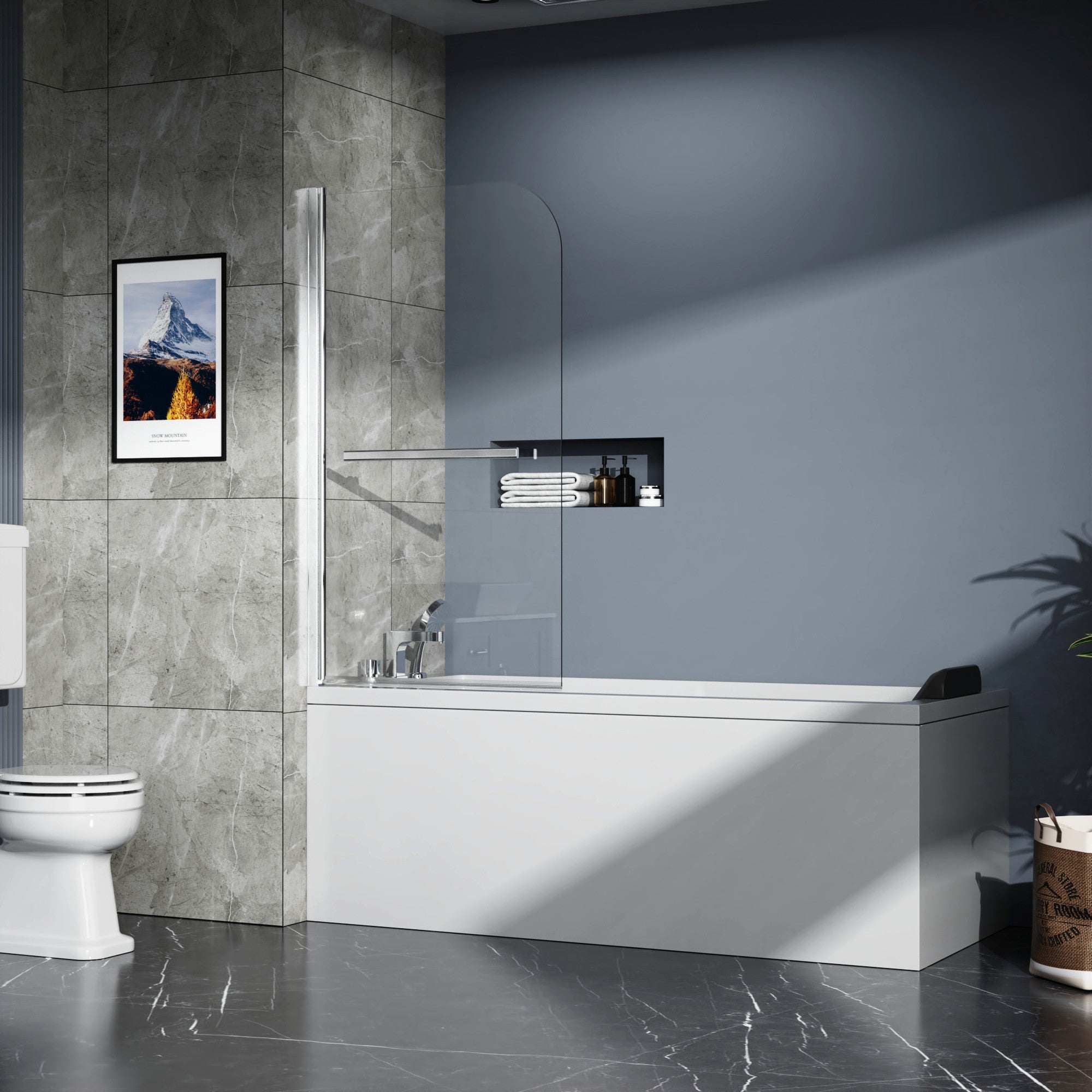 31 in. W x 55 in. H Frameless Fixed Glass Panel Shower Door