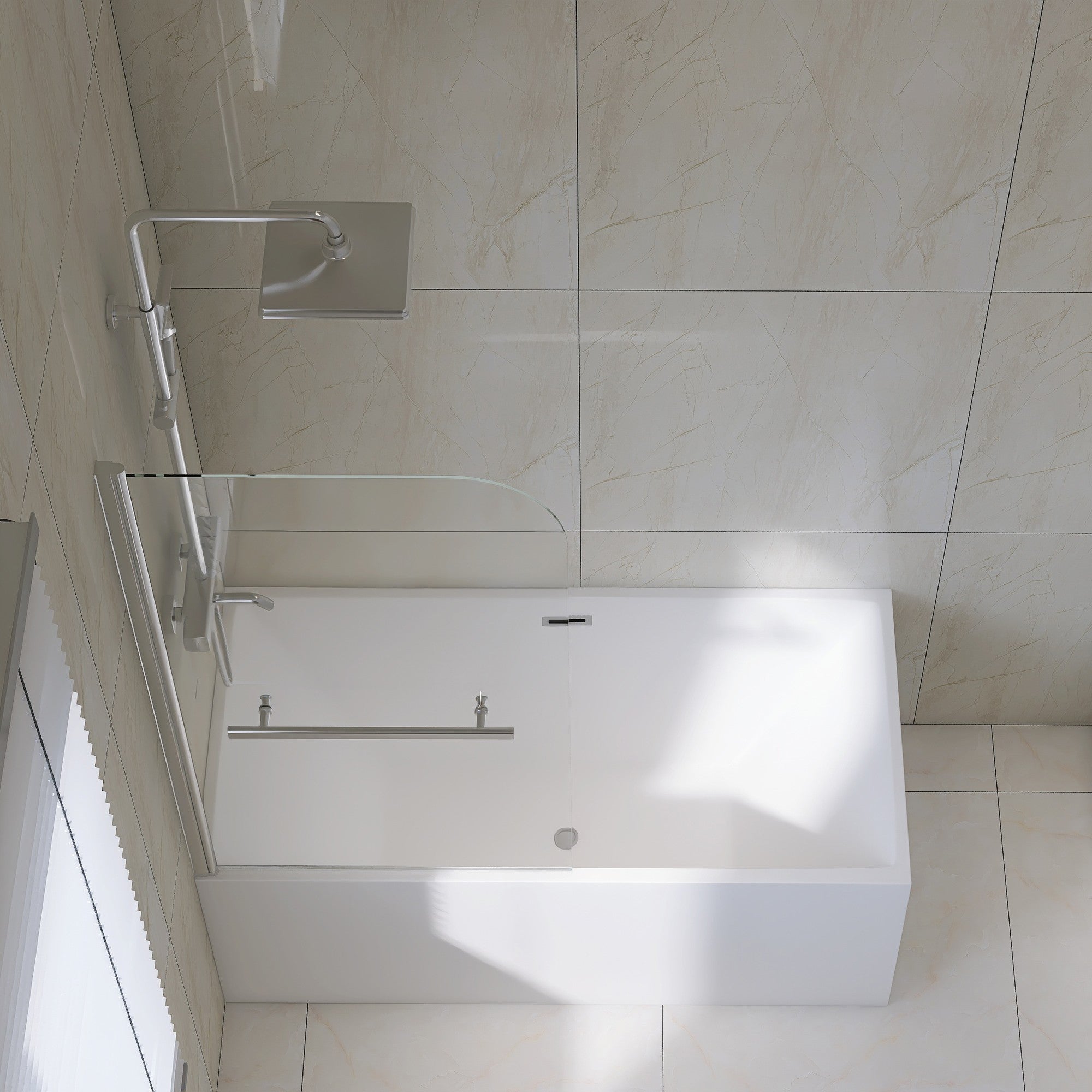 31 in. W x 55 in. H Frameless Fixed Glass Panel Shower Door