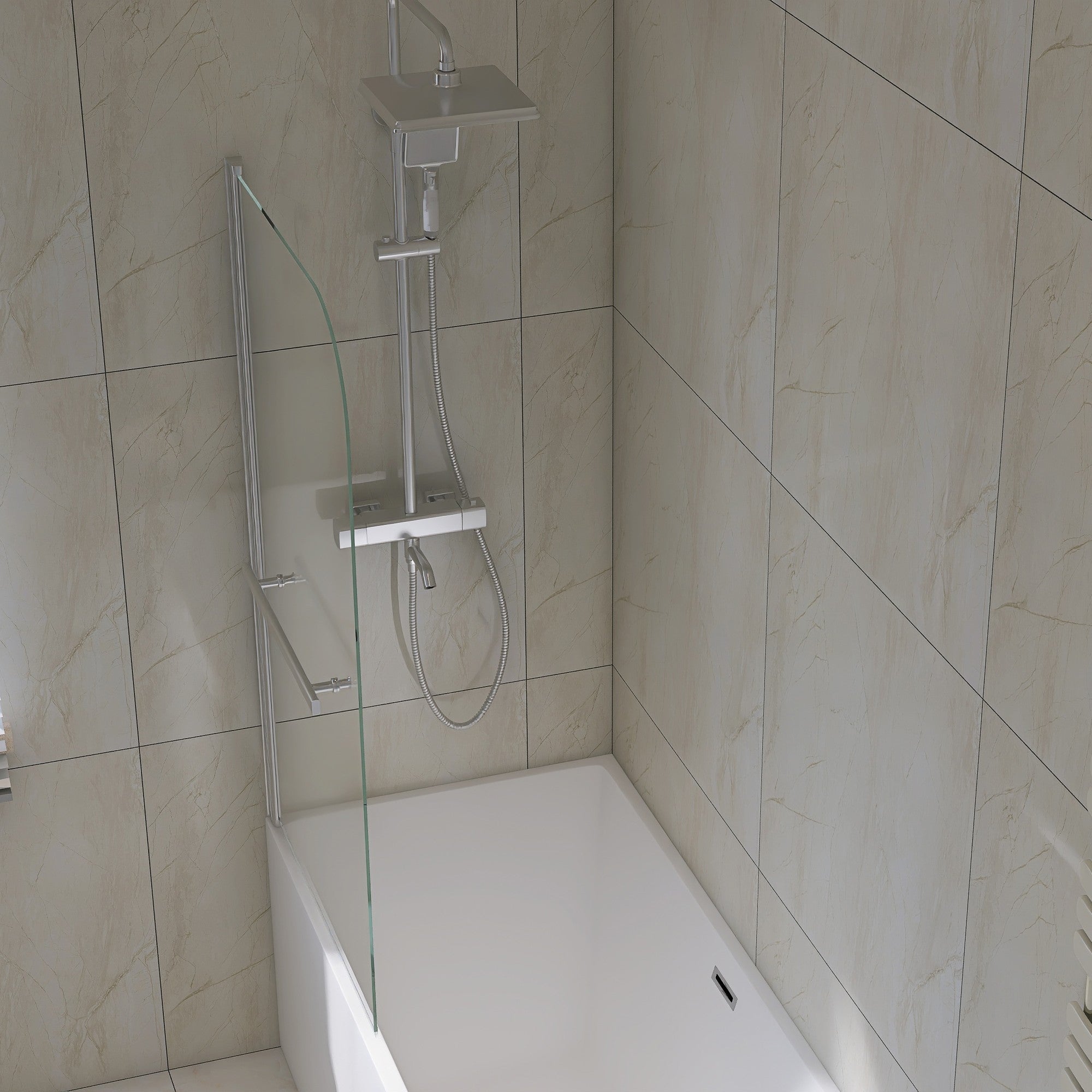 31 in. W x 55 in. H Frameless Fixed Glass Panel Shower Door