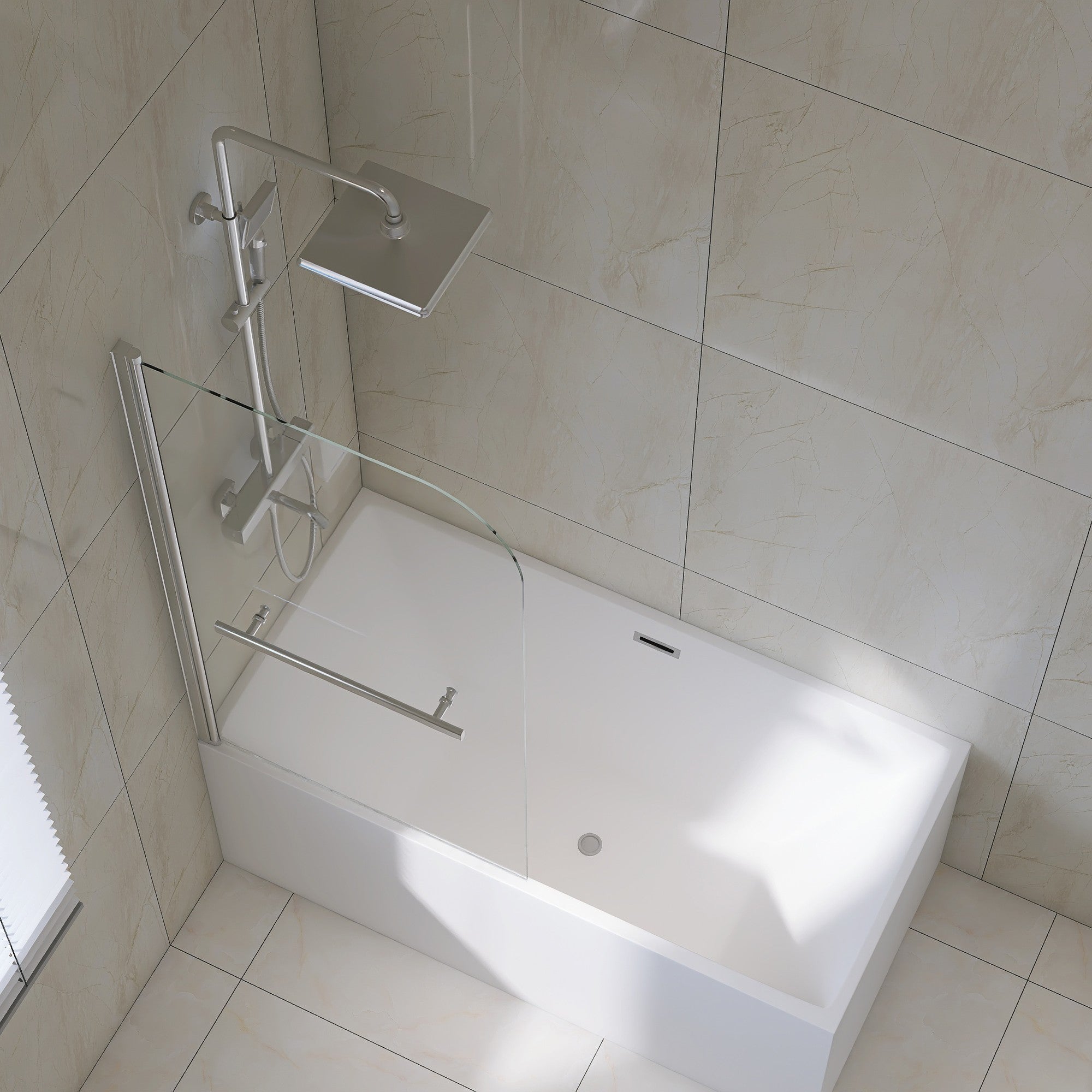 31 in. W x 55 in. H Frameless Fixed Glass Panel Shower Door