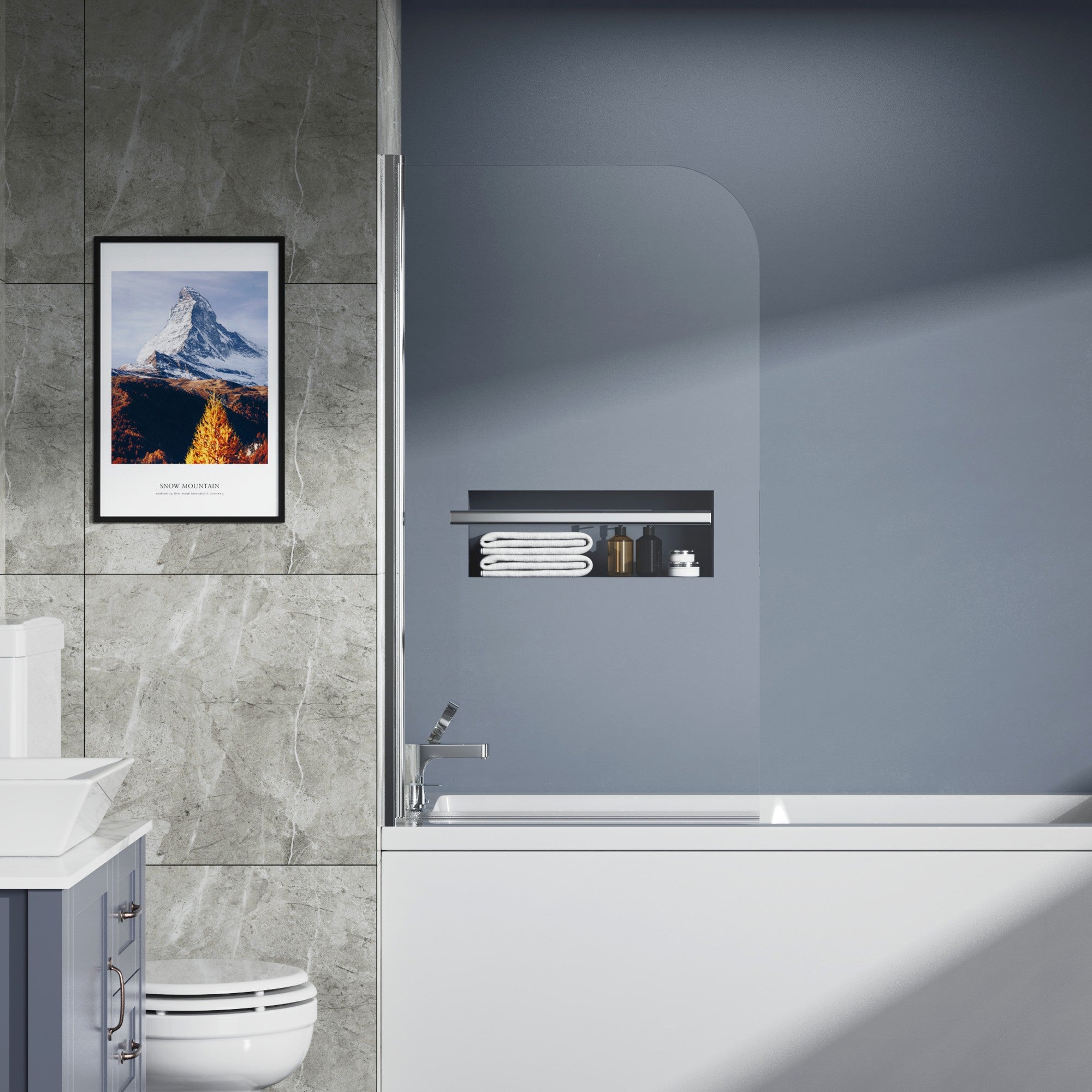 31 in. W x 55 in. H Frameless Fixed Glass Panel Shower Door