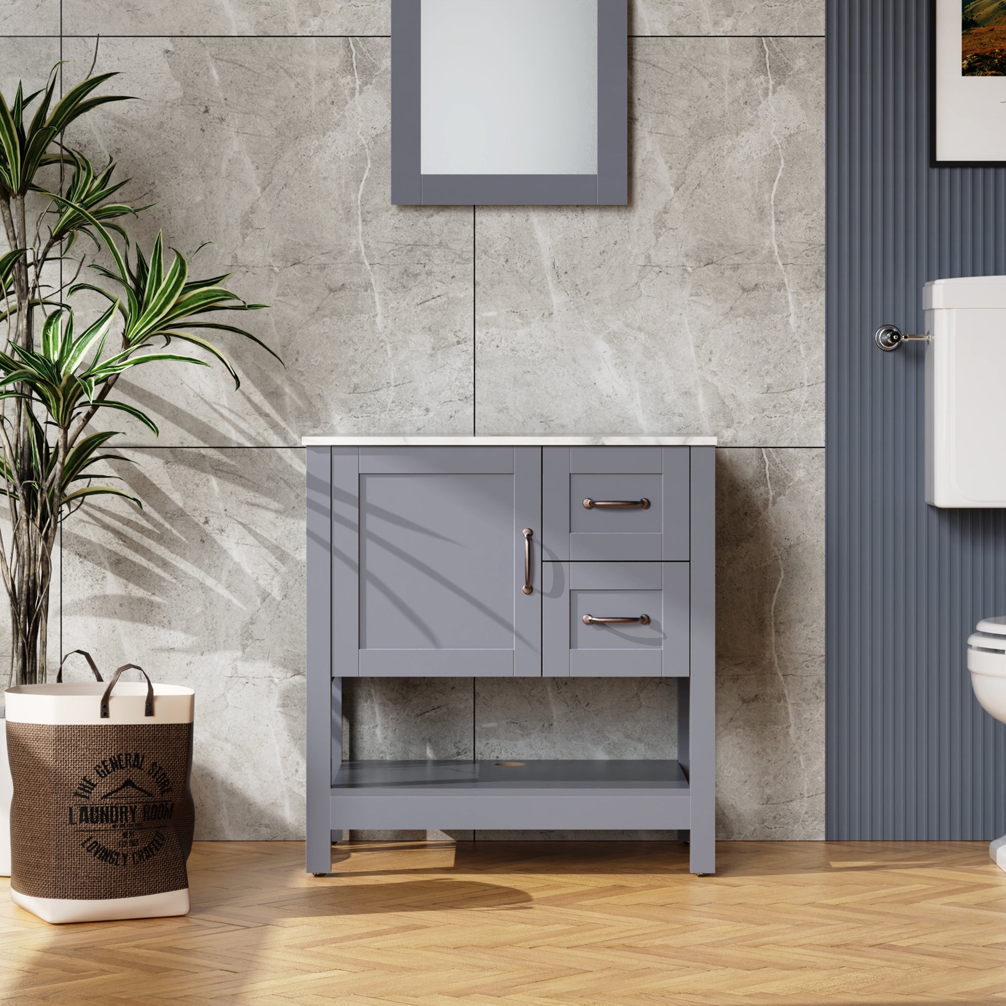 30" Single Bathroom Vanity with Mirror