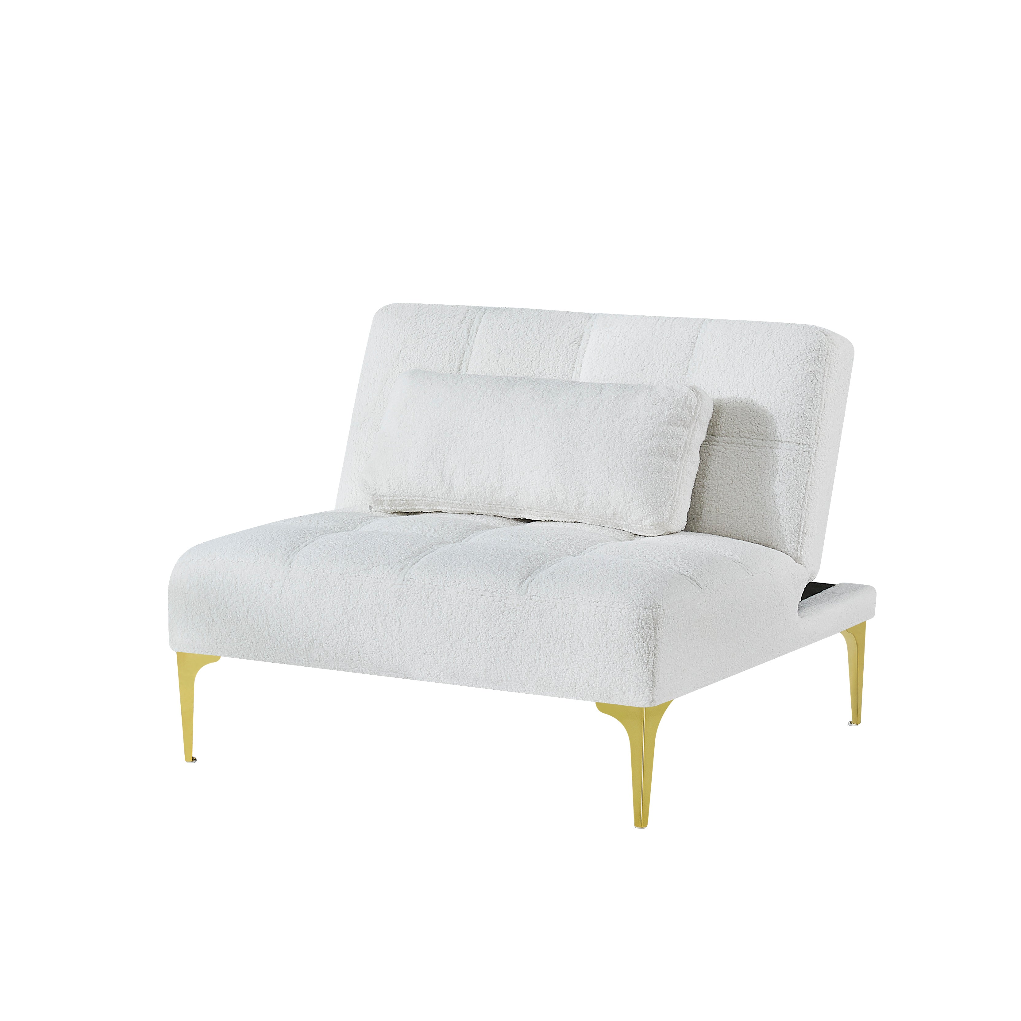 Teddy Fabric Convertible Chair with Gold Metal Legs