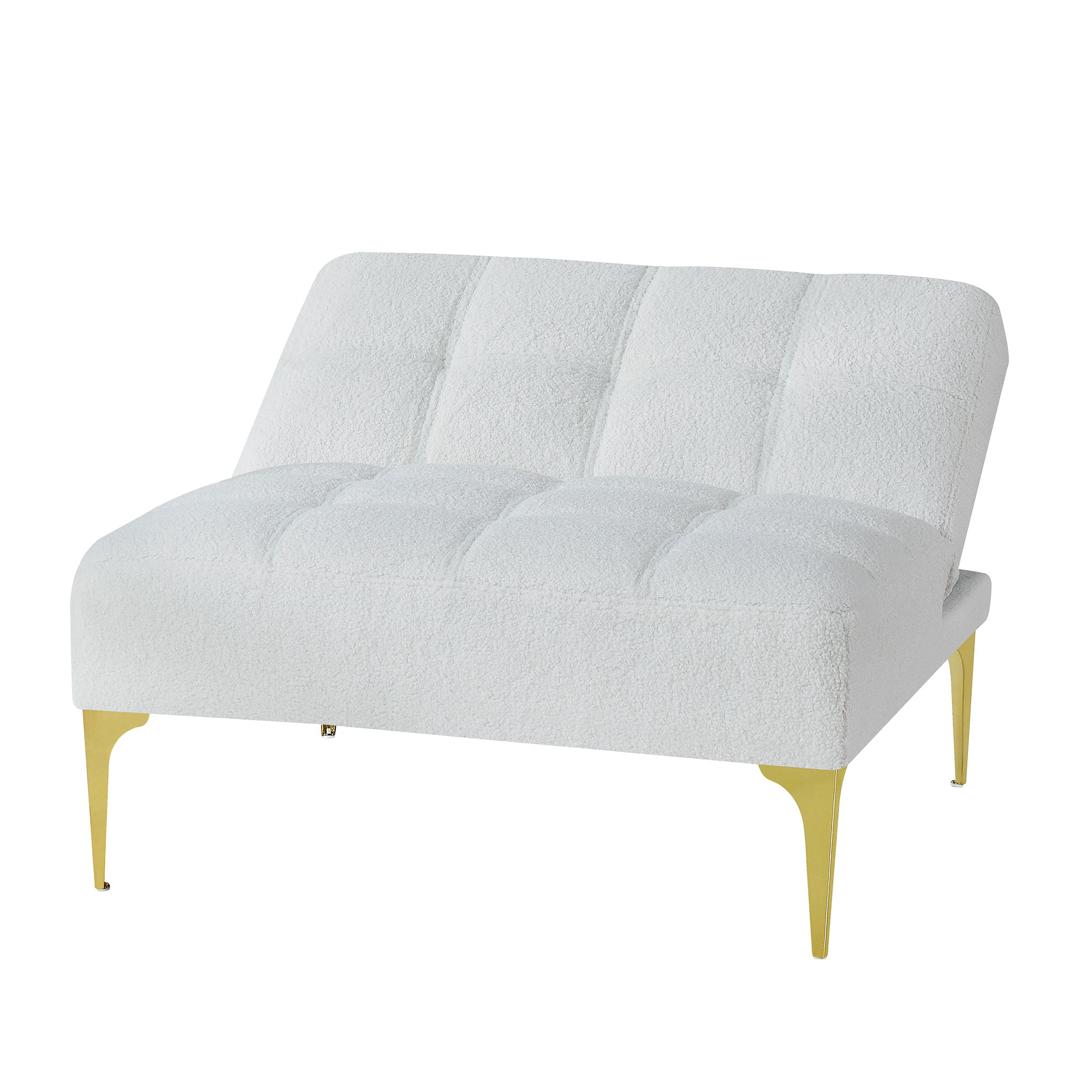Teddy Fabric Convertible Chair with Gold Metal Legs