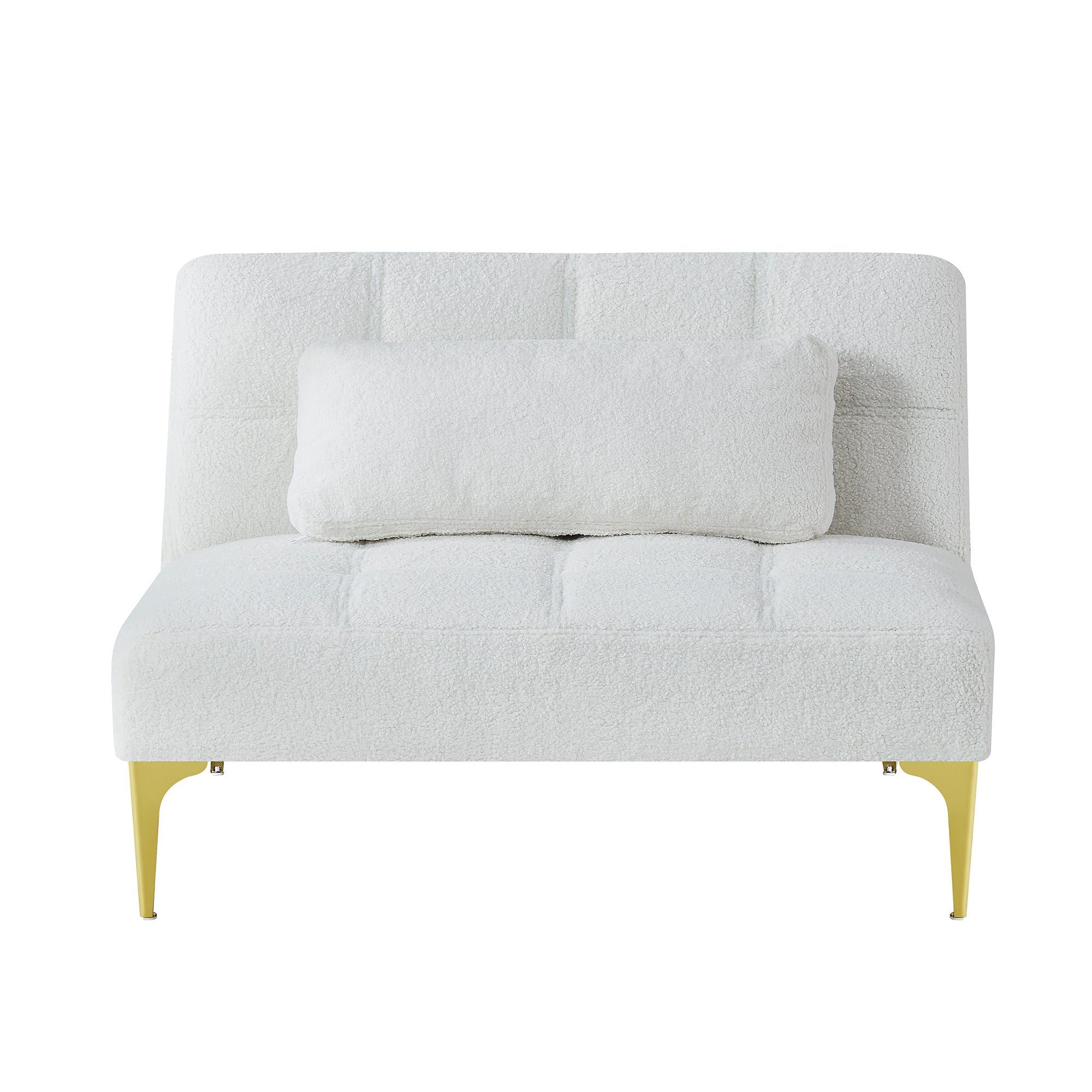 Teddy Fabric Convertible Chair with Gold Metal Legs