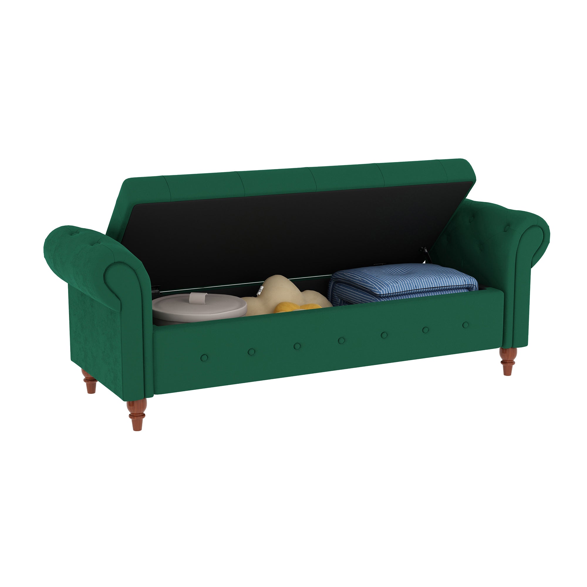 Tufted Fabric Storage Bed Bench for Bedroom