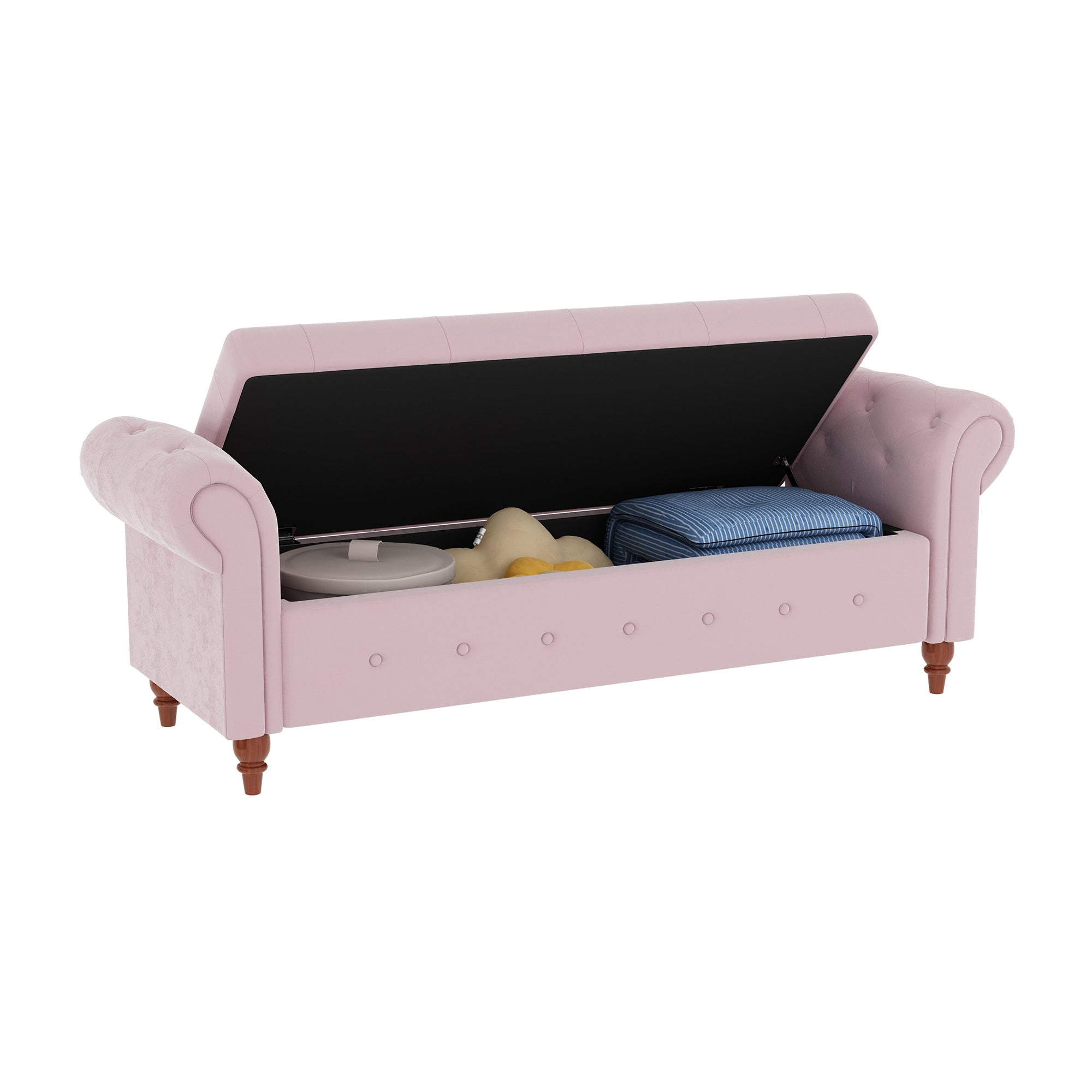 Tufted Fabric Storage Bed Bench for Bedroom