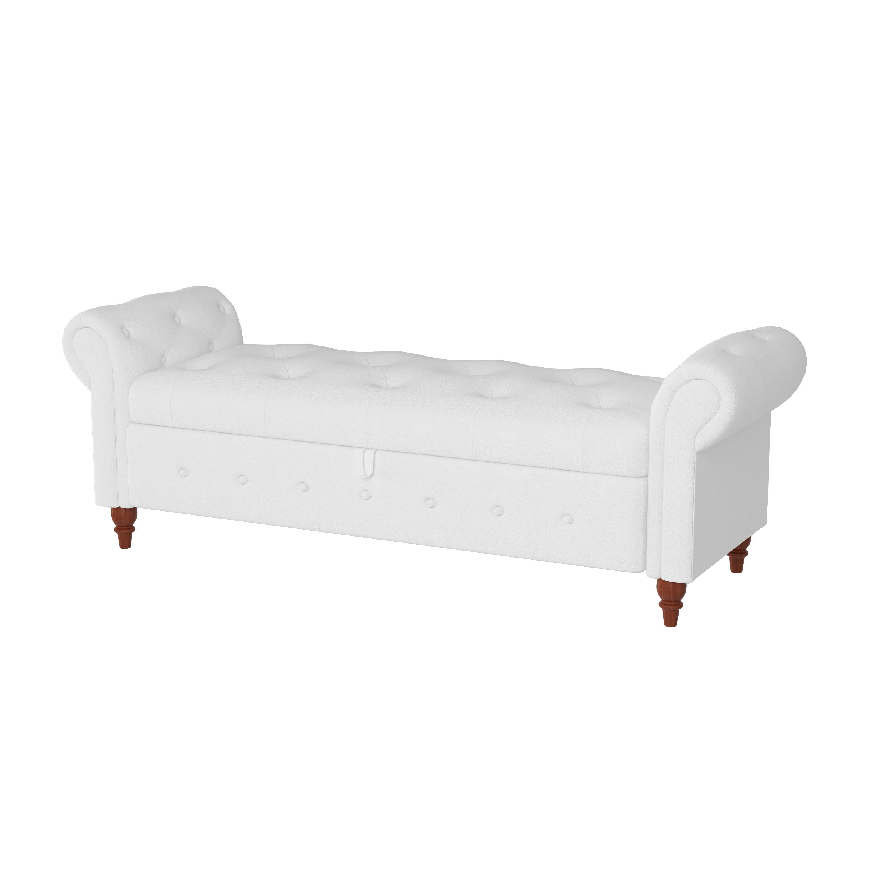 Tufted Fabric Storage Bed Bench for Bedroom