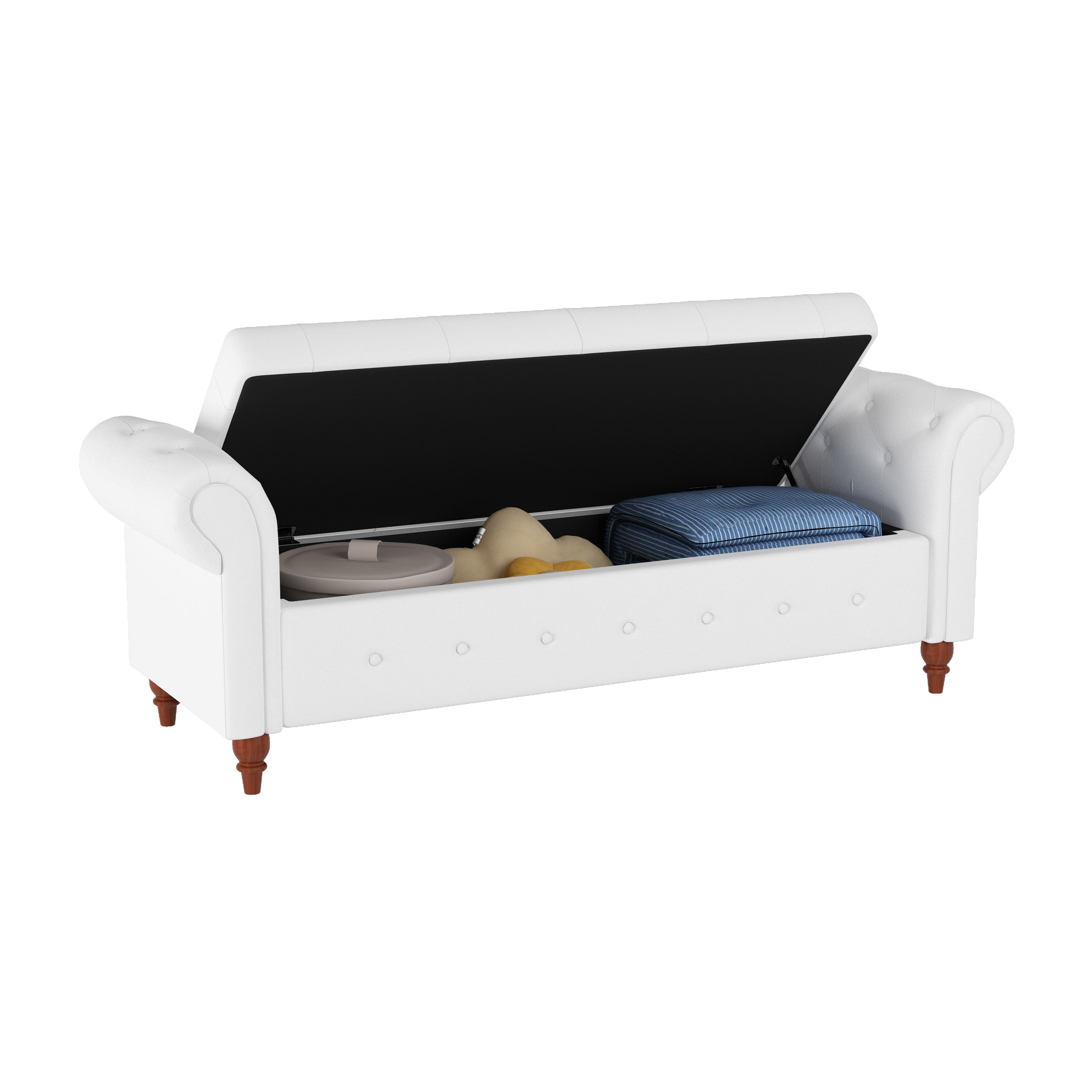 Tufted Fabric Storage Bed Bench for Bedroom